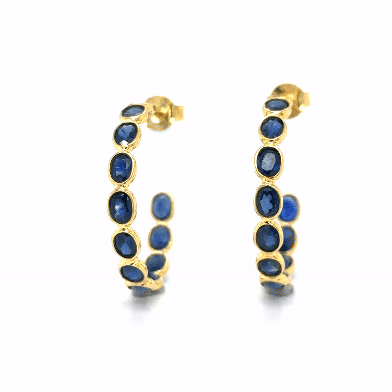 Pendiente De Aro De Zafiro De Oro Amarillo De 18 Kt 6.3 Ct.