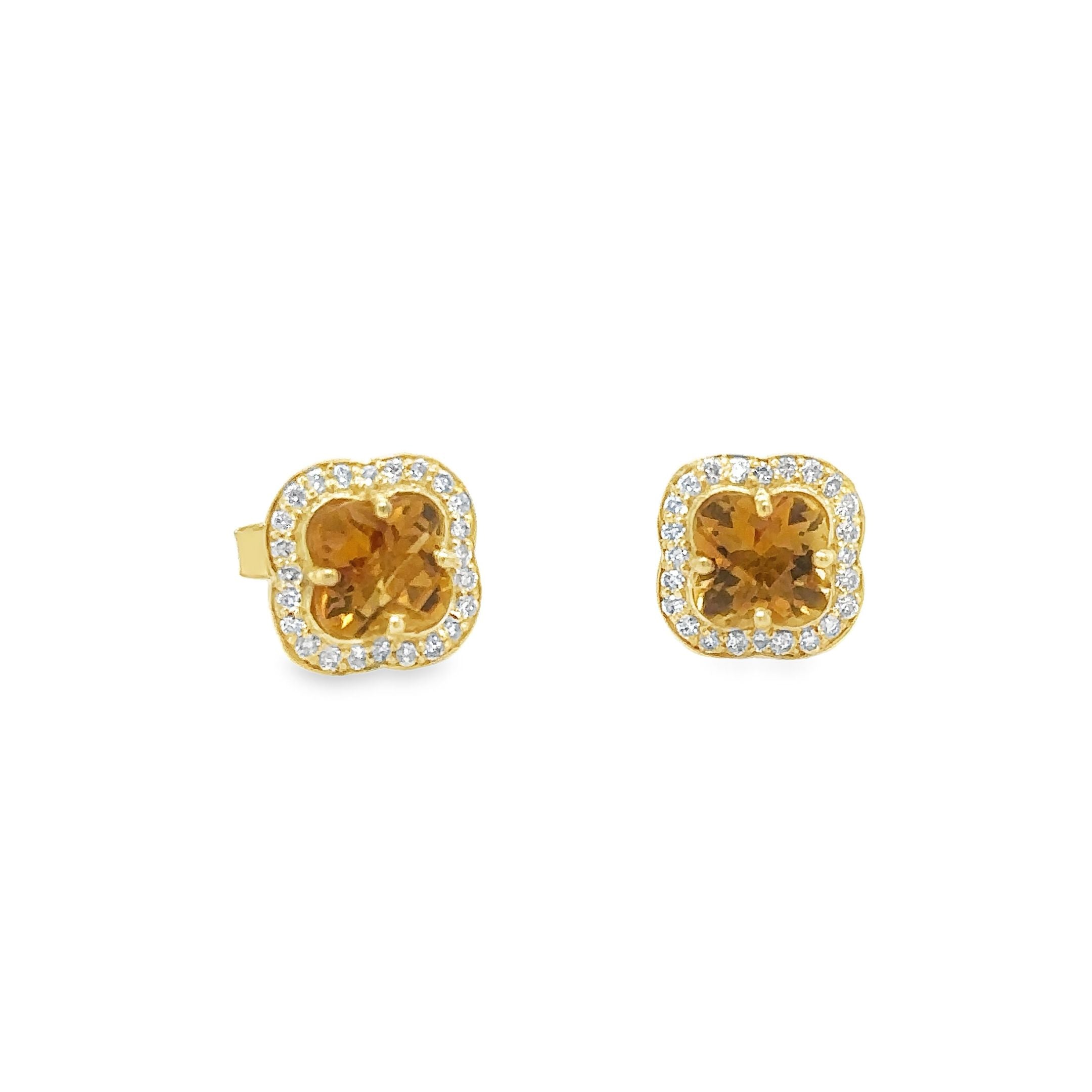 14Kt Yellow Gold Citrine and Diamond Earrings, 1.87 CT