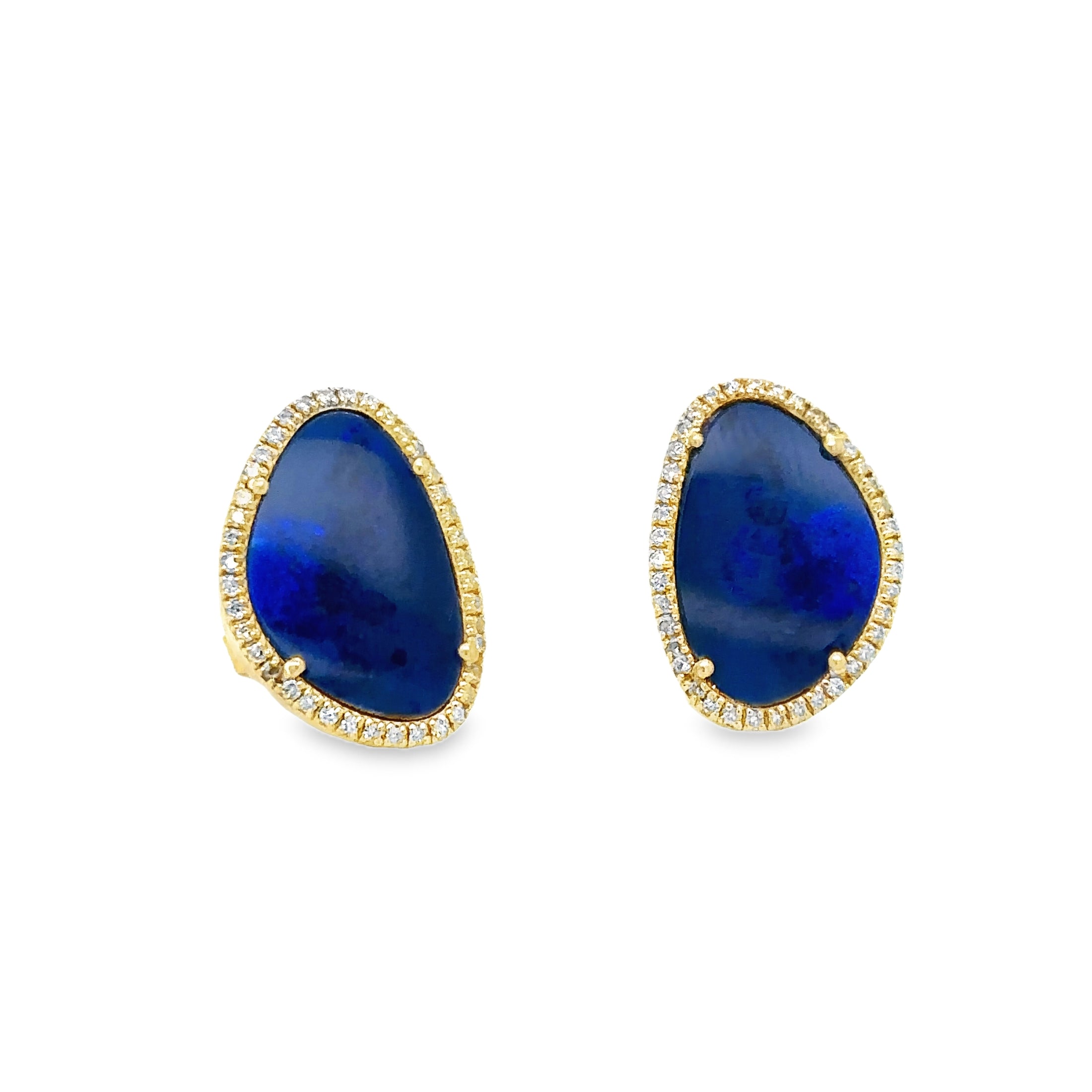 Pendientes De Opalo Y Diamantes En Oro Amarillo De 14K 5.46 TCW.