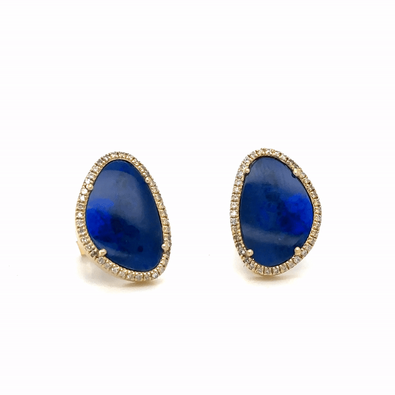 Pendientes De Opalo Y Diamantes En Oro Amarillo De 14K 5.46 TCW.