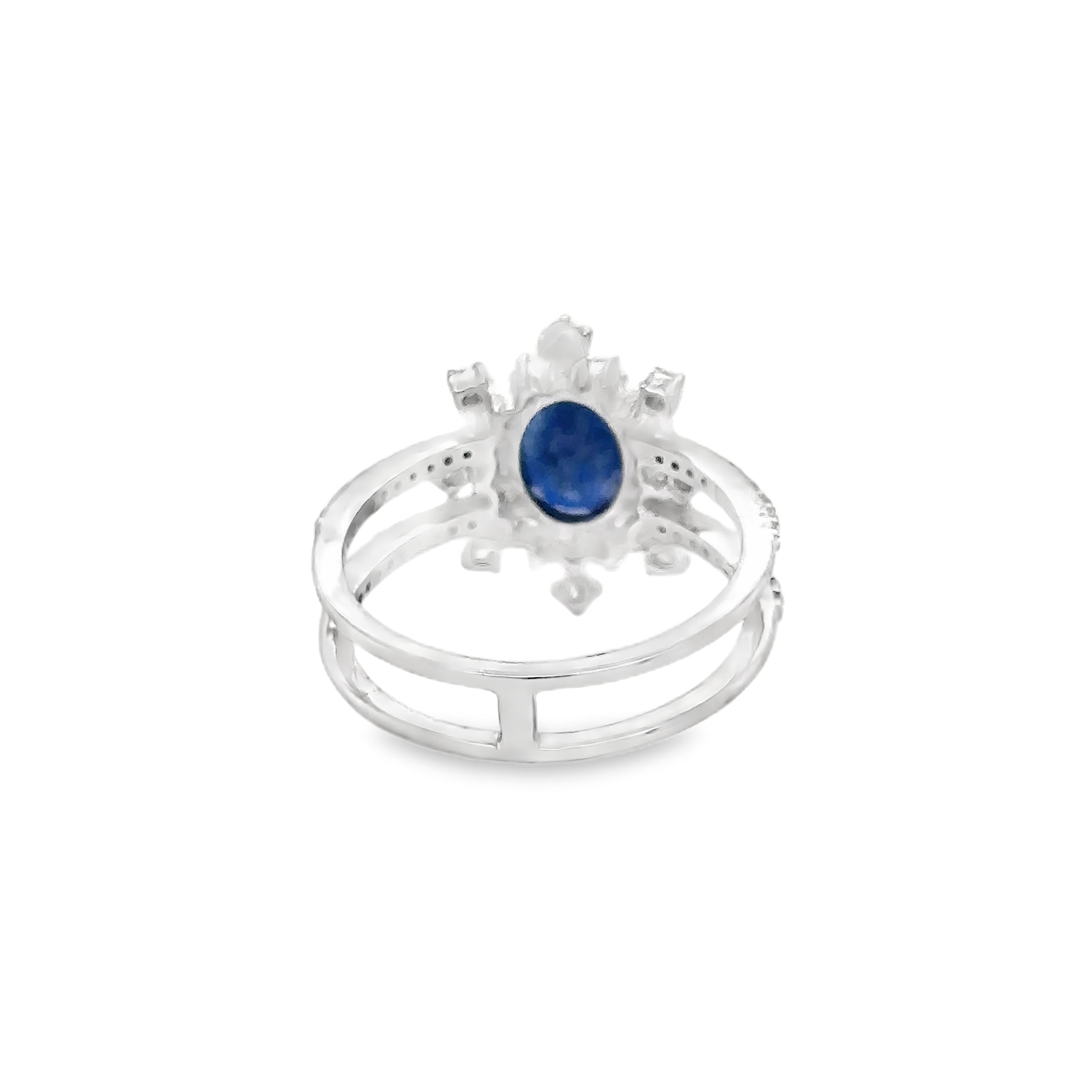 Anillo De Oro Blanco De 18 Quilates Con Diamantes Y Zafiros 2.04 Ct.