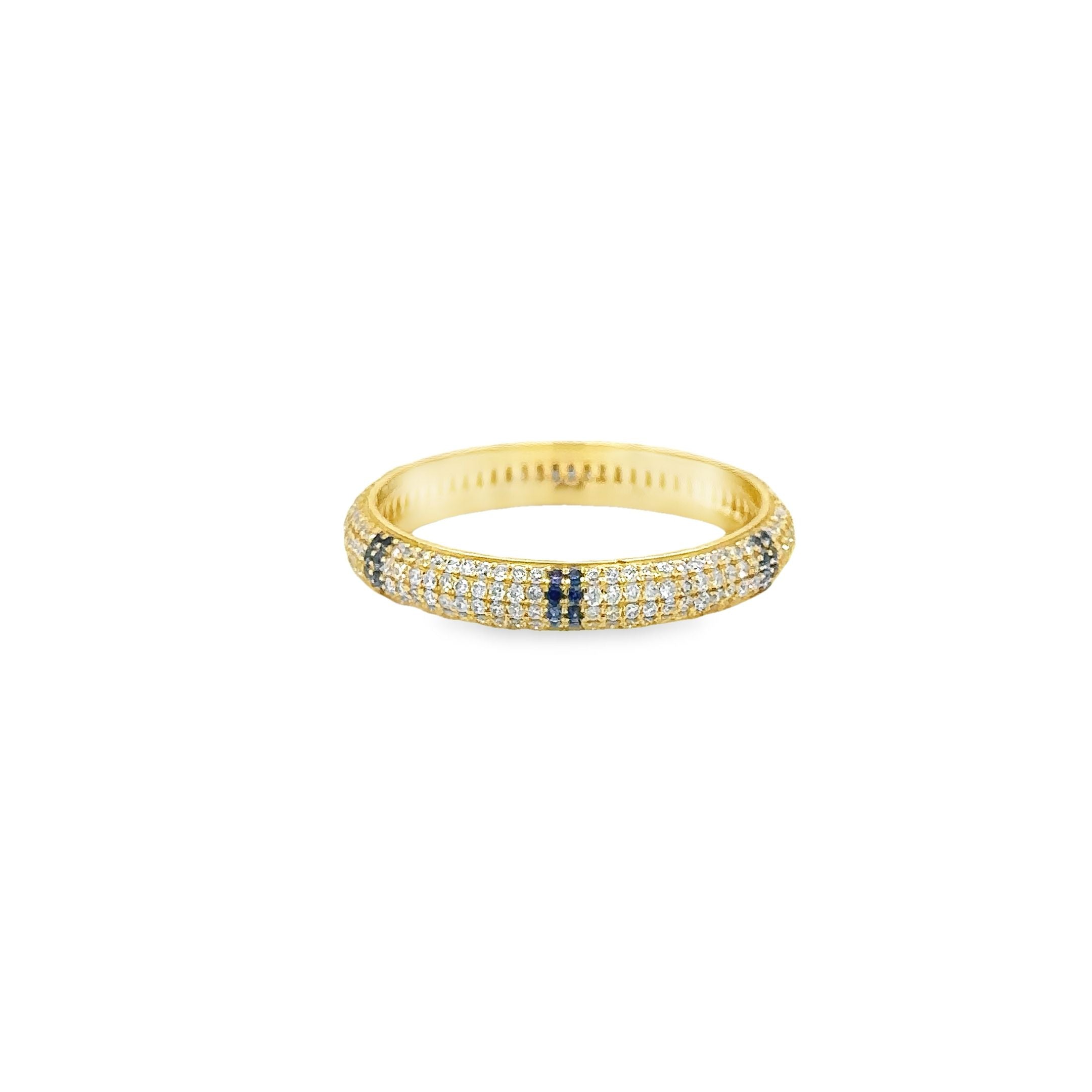 Anillo De Zafiro Y Diamantes En Oro Amarillo De 14Kt, 0.82 CT