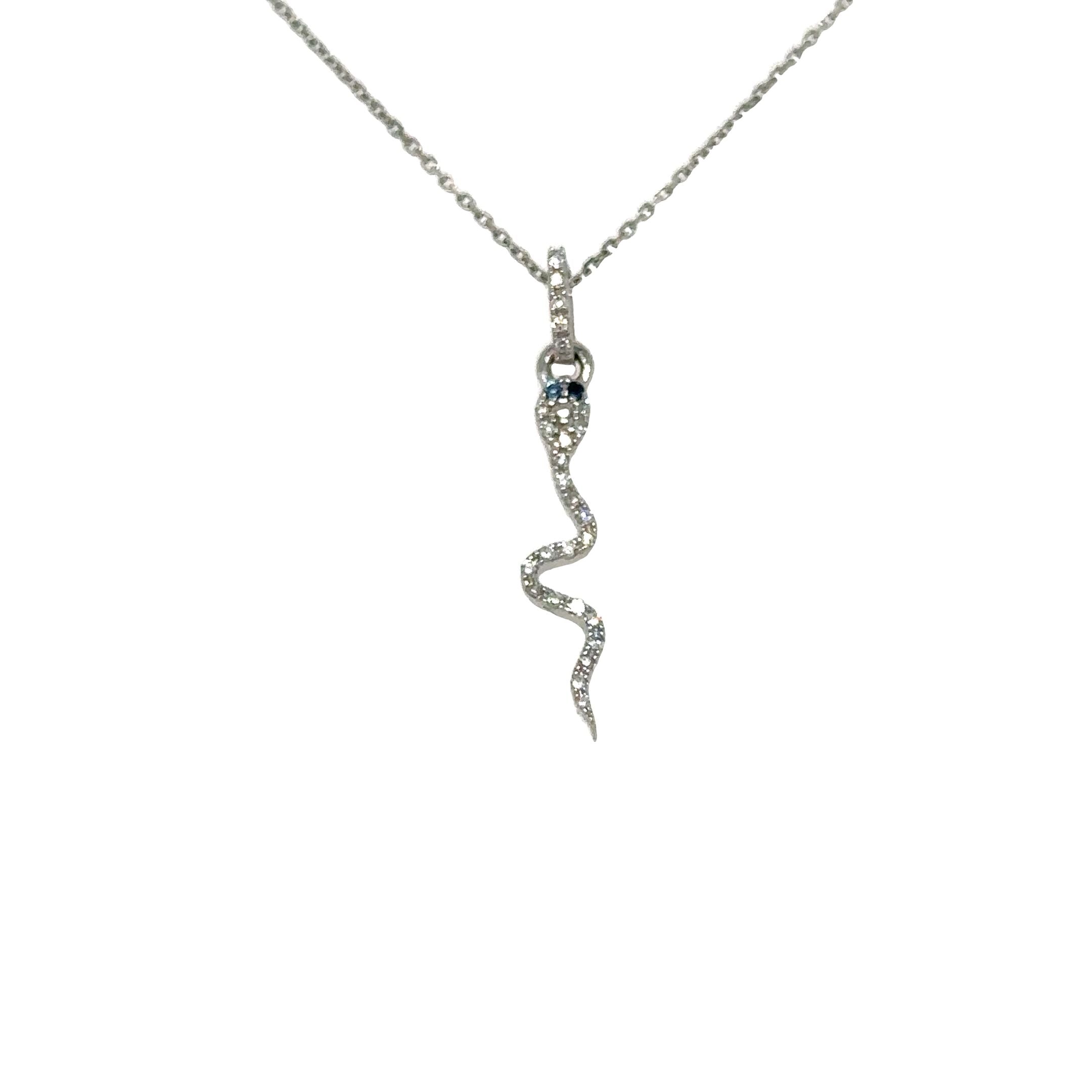 Colgante Serpiente De Diamantes En Oro Blanco De 14Kt 0.05 Ct.