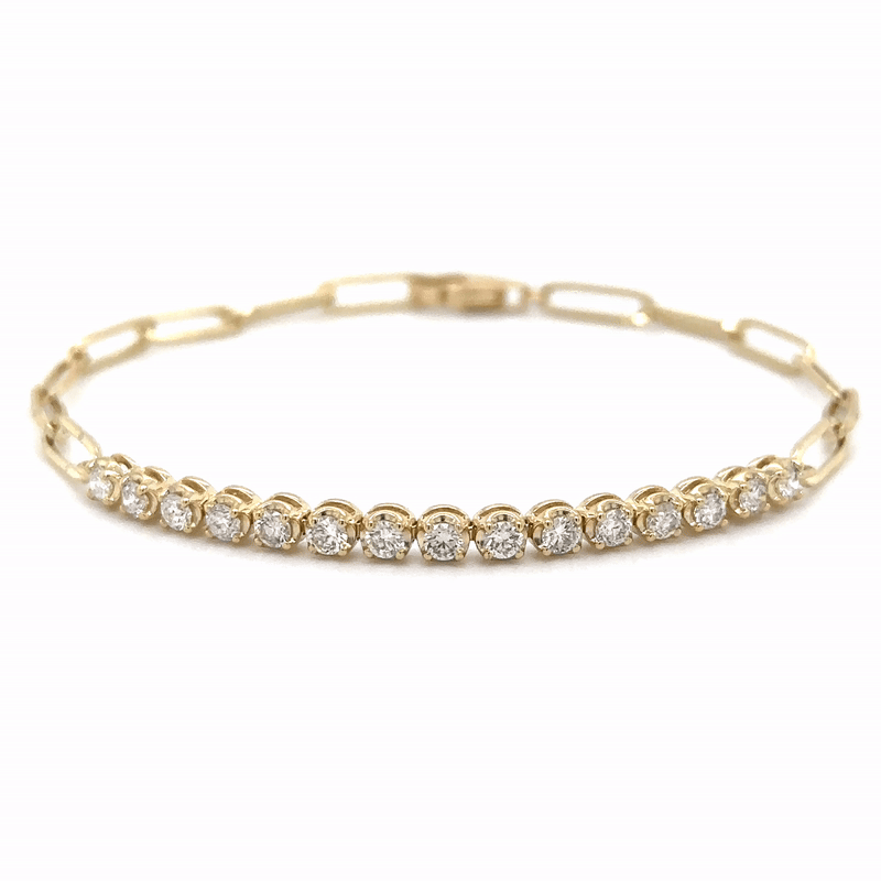 Pulsera De Tenis De Diamantes De 14 Quilates Con Clip 1.26 Ct.
