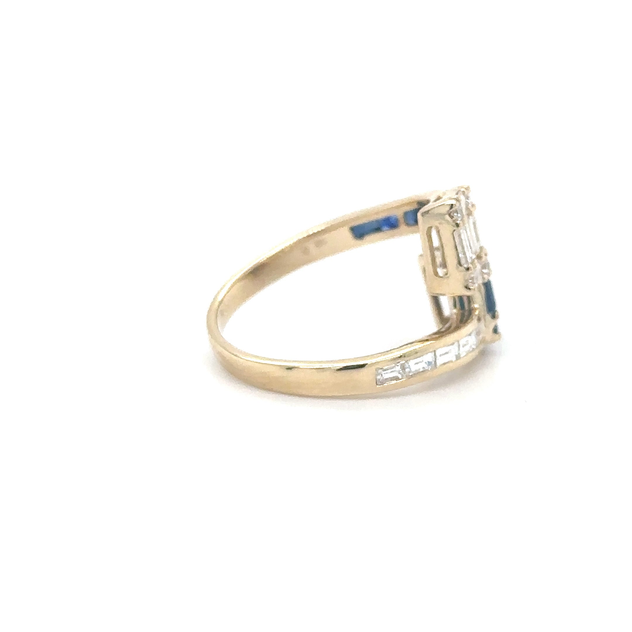 Anillo De Diamantes Y Zafiros De Oro Amarillo De 14Kt 1.78 Ct.