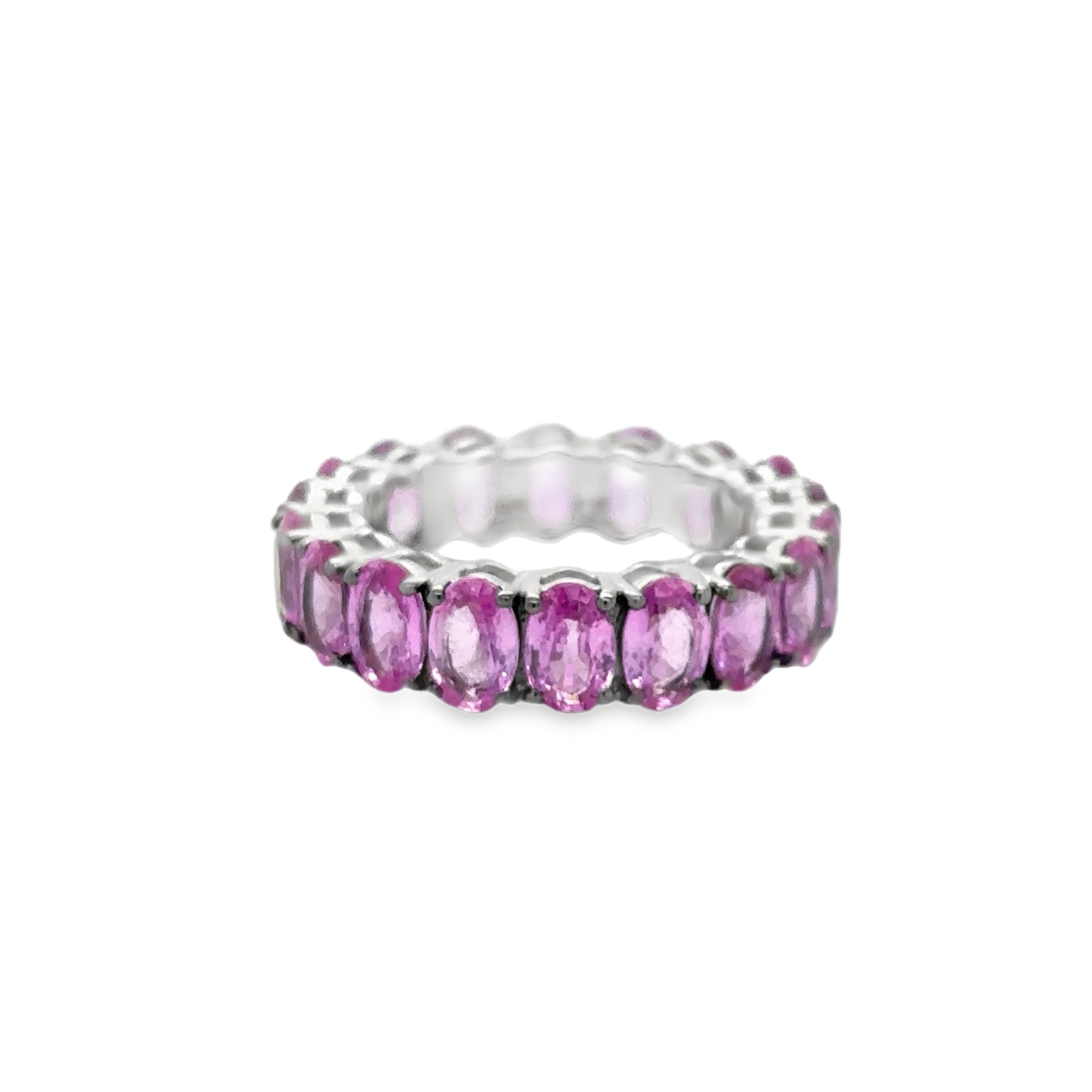 Anillo Zafiro Rosa Oro Blanco De 18 Quilates 9.72 Ct.