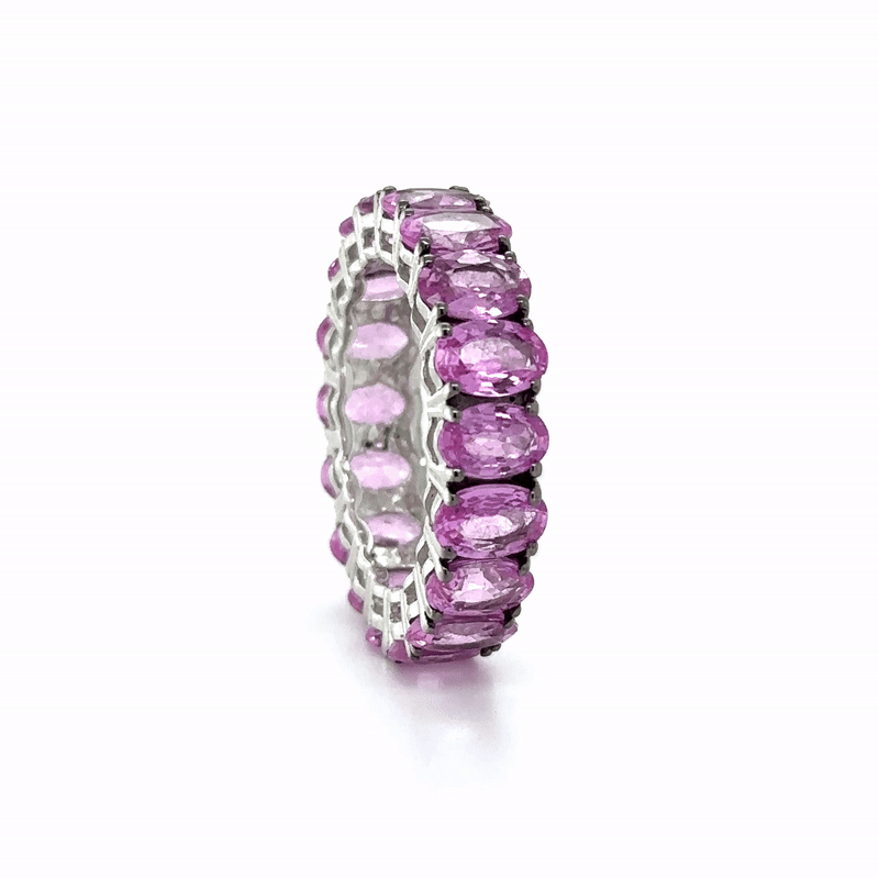 Anillo Zafiro Rosa Oro Blanco De 18 Quilates 9.72 Ct.