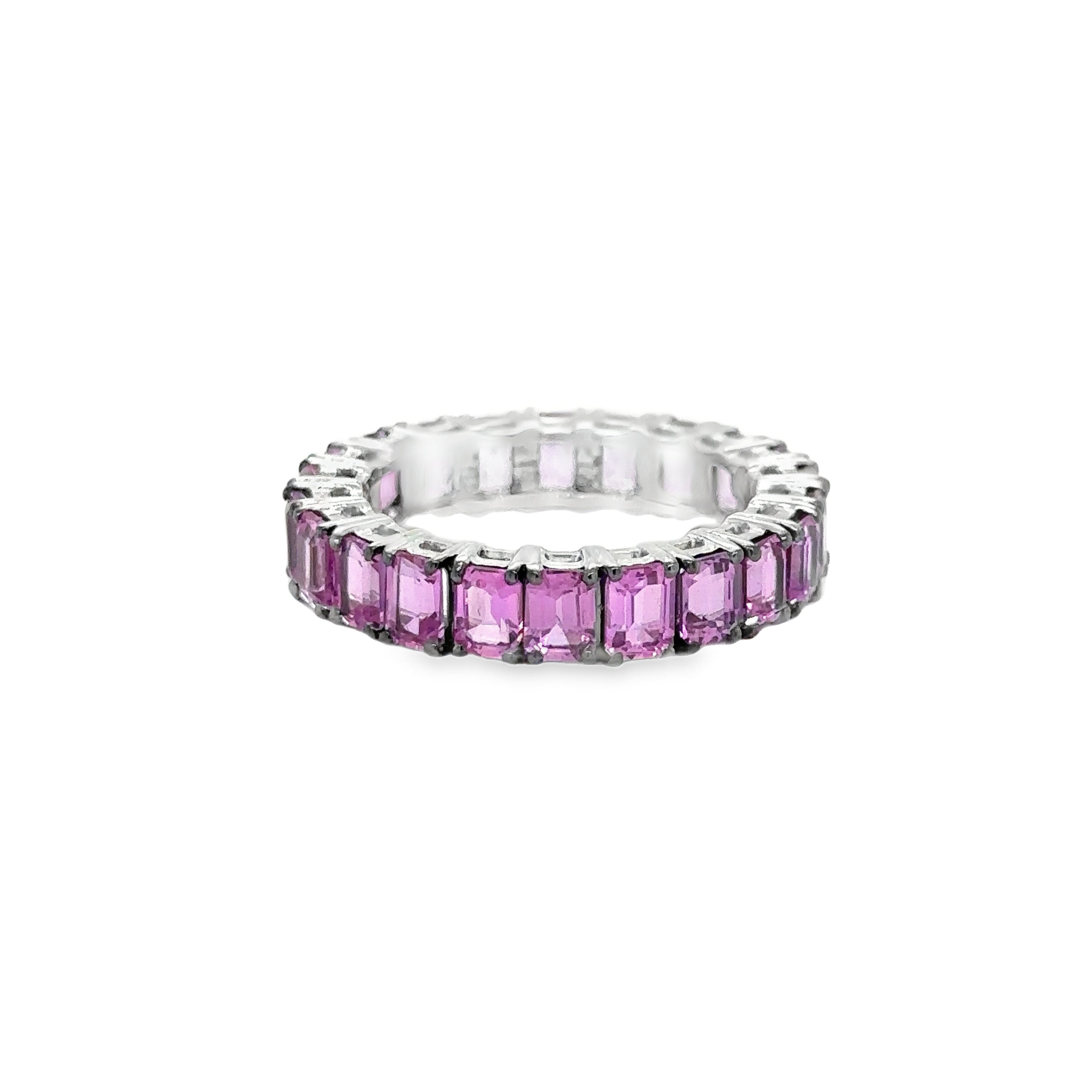 Anillo Zafiro Rosa Oro Blanco De 18 Quilates 5.63 Ct.