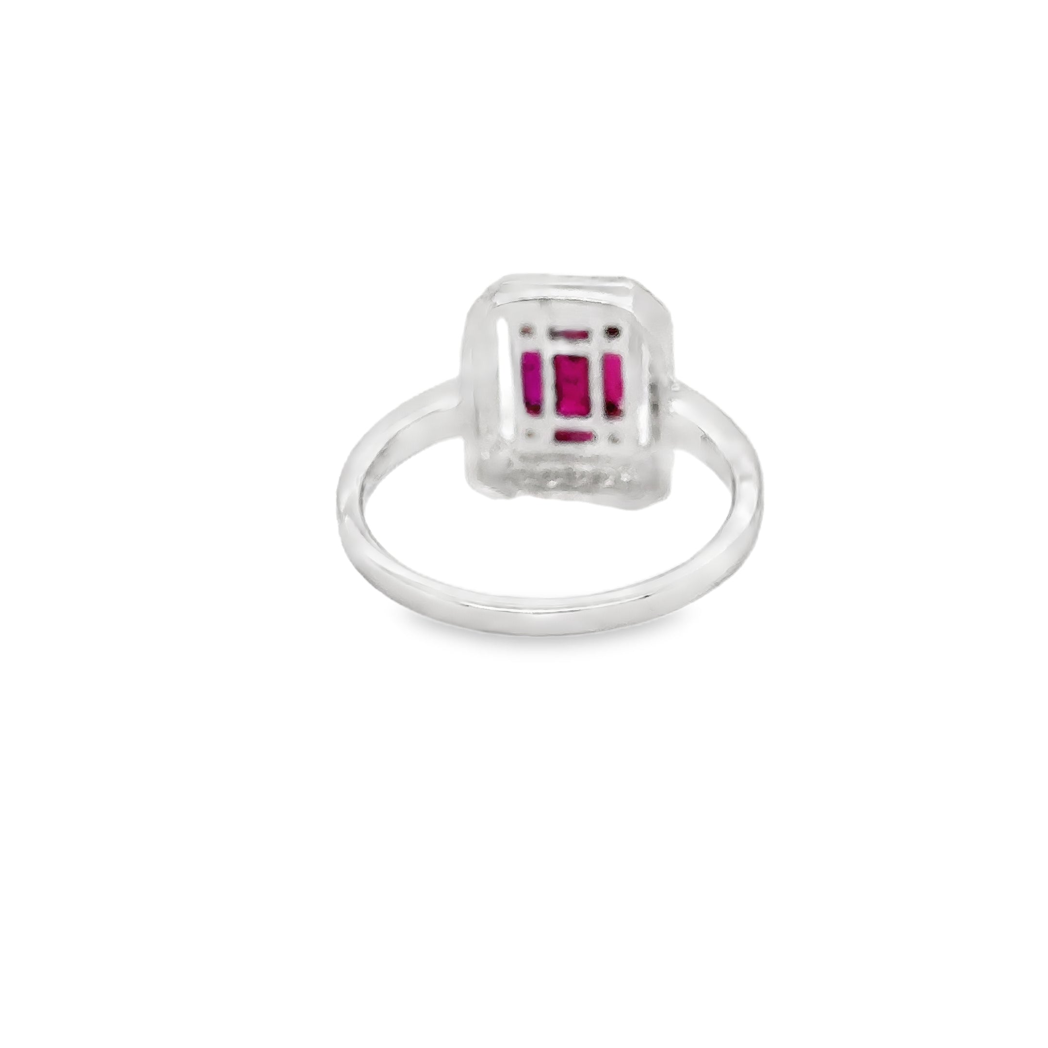 Anillo De Oro Blanco De 14 Quilates Rubí Y Diamantes 1.24 Ct.