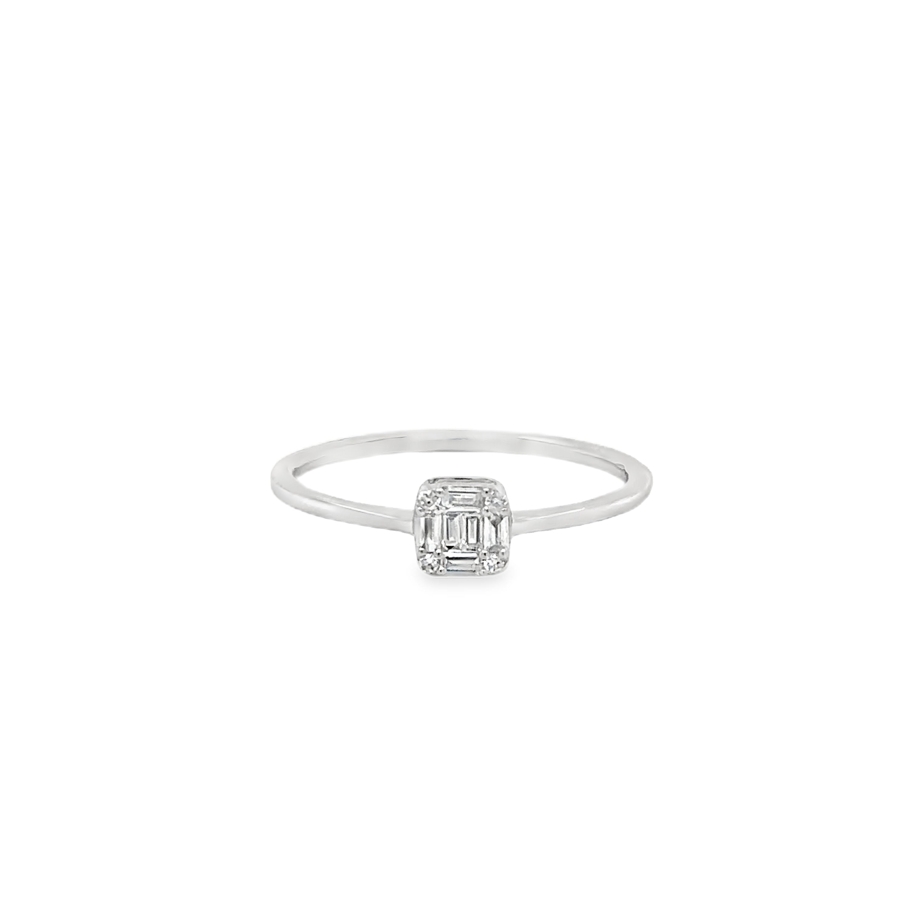Anillo De Diamantes De Oro Blanco De 18 K 0.13 Ct.