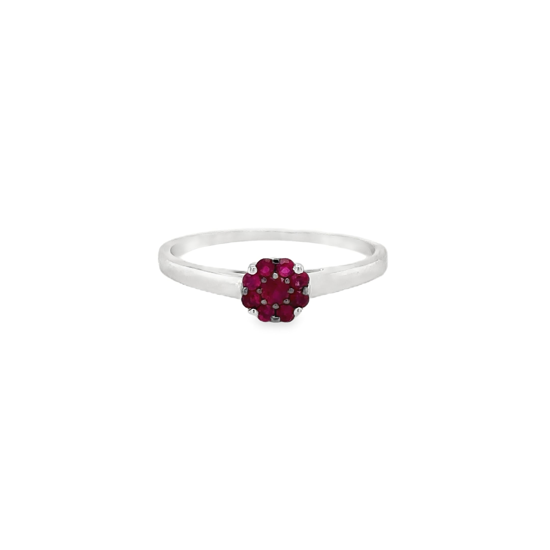 Anillo Rubí Oro Blanco De 18 Kt 0.23 Ct.