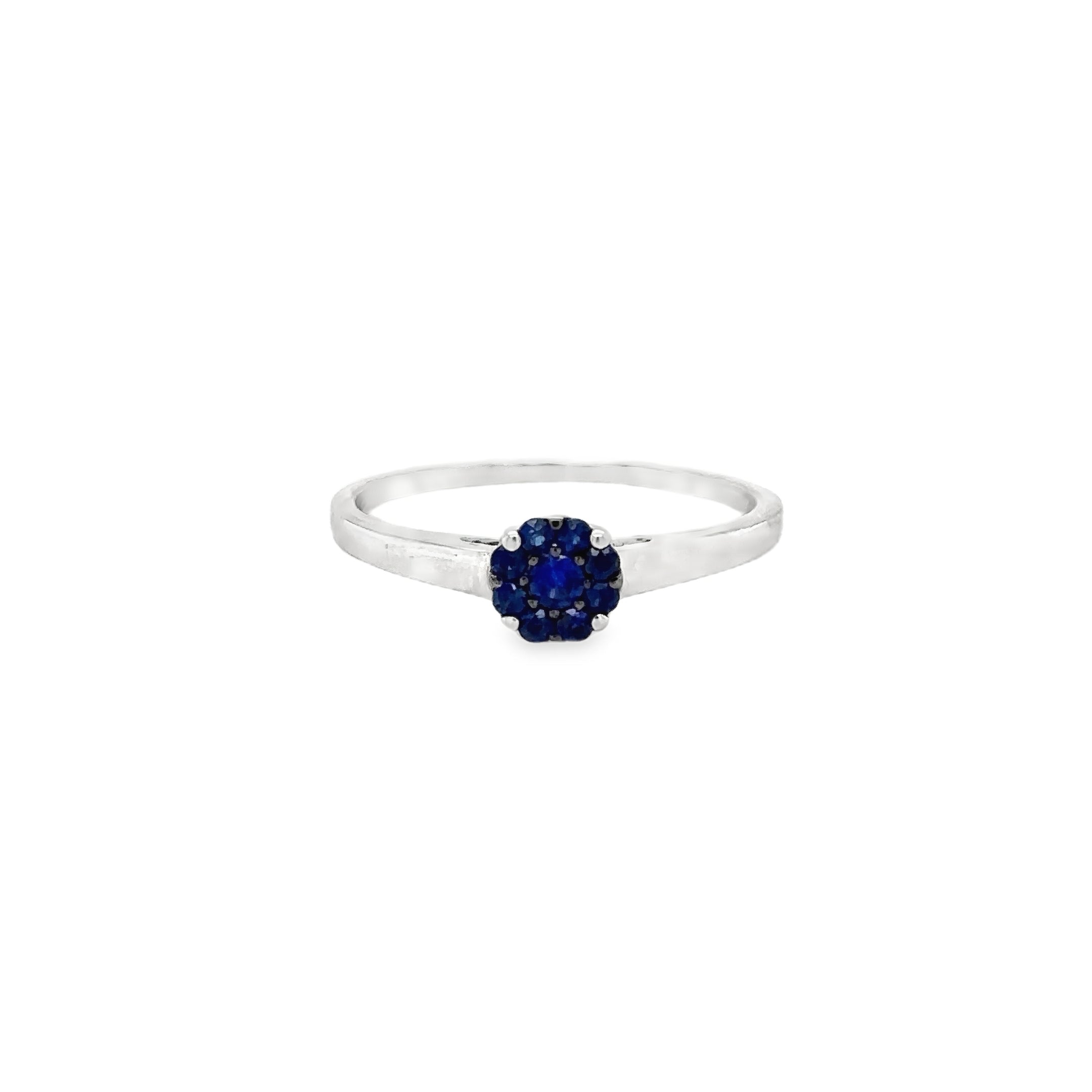 Anillo De Oro Blanco De 18 Quilates Zafiro Azul 0.23 Ct.