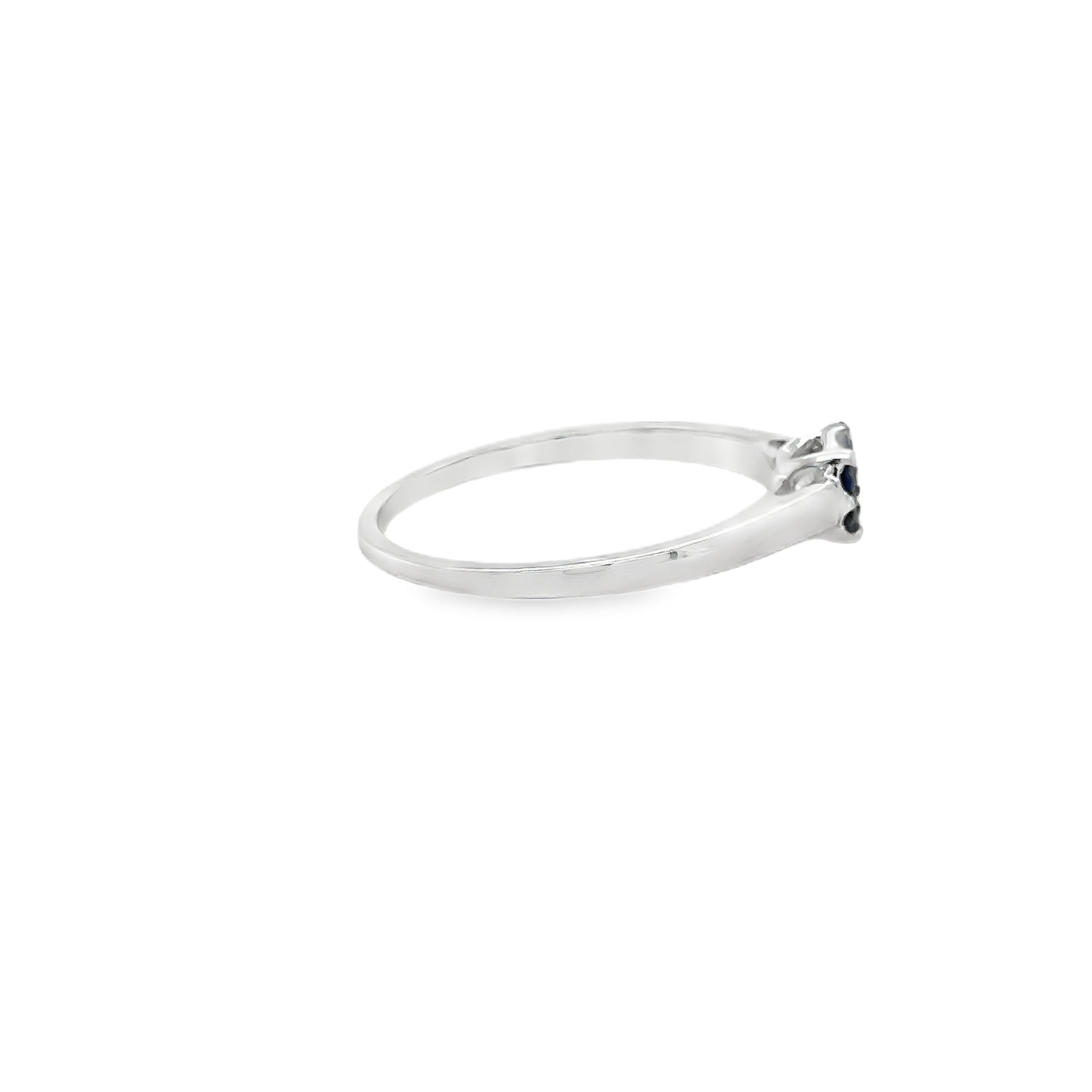 Anillo De Oro Blanco De 18 Quilates Zafiro Azul 0.23 Ct.