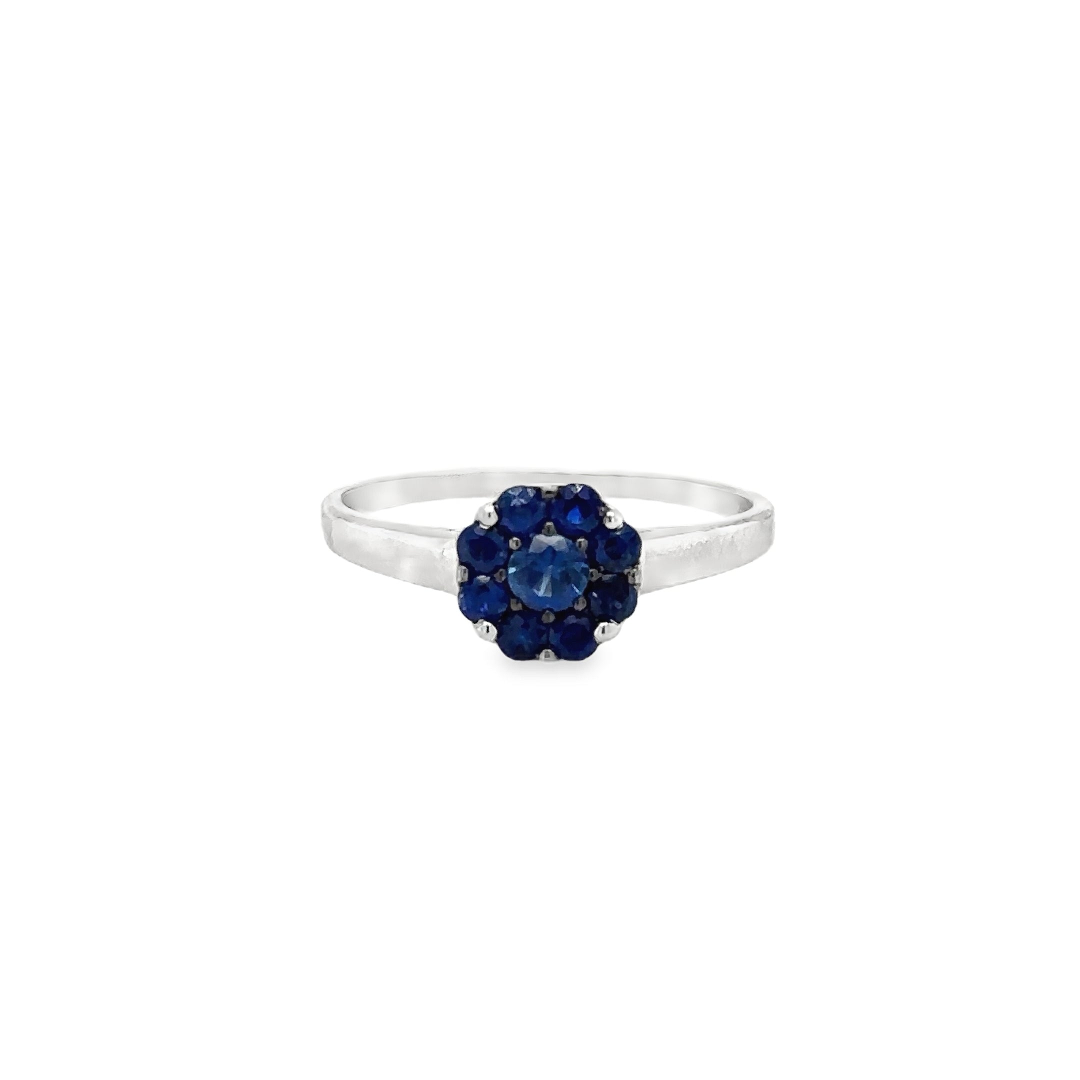 Anillo De Oro Blanco De 18 Quilates Zafiro Azul 0.59 Ct.