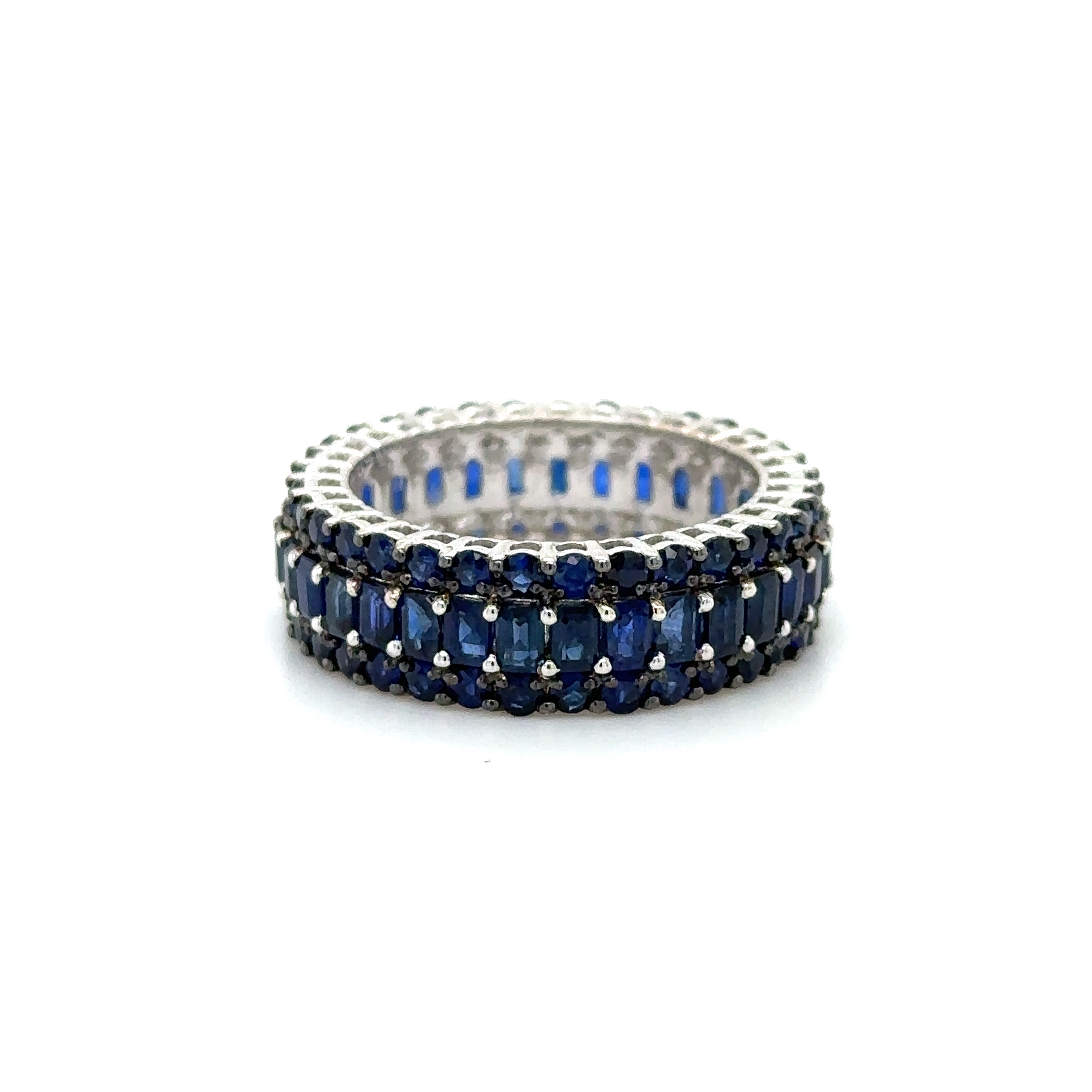 Anillo De Zafiro De Oro Blanco De 18 Kt 6.01 Ct.