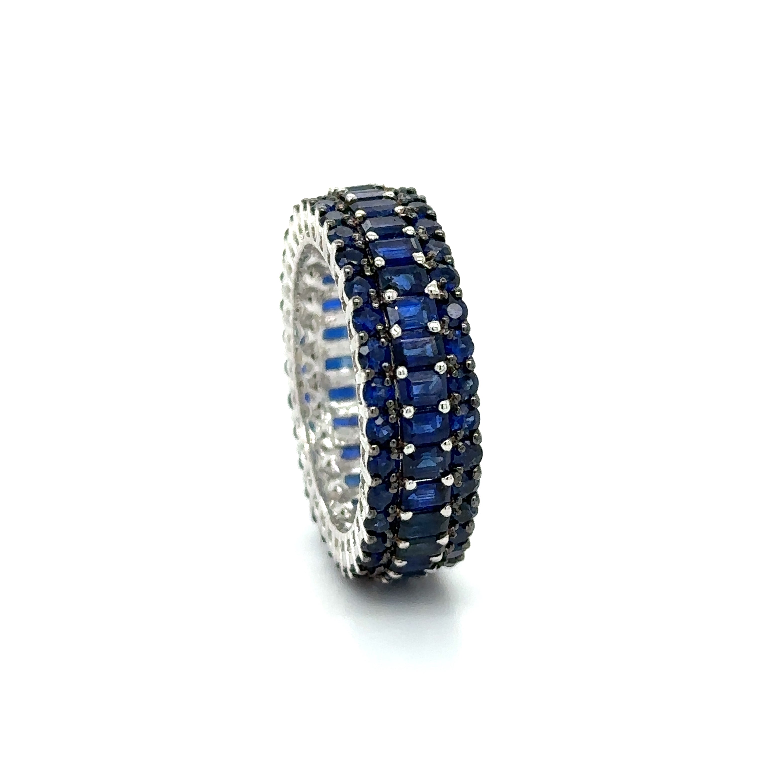 Anillo De Zafiro De Oro Blanco De 18 Kt 6.01 Ct.