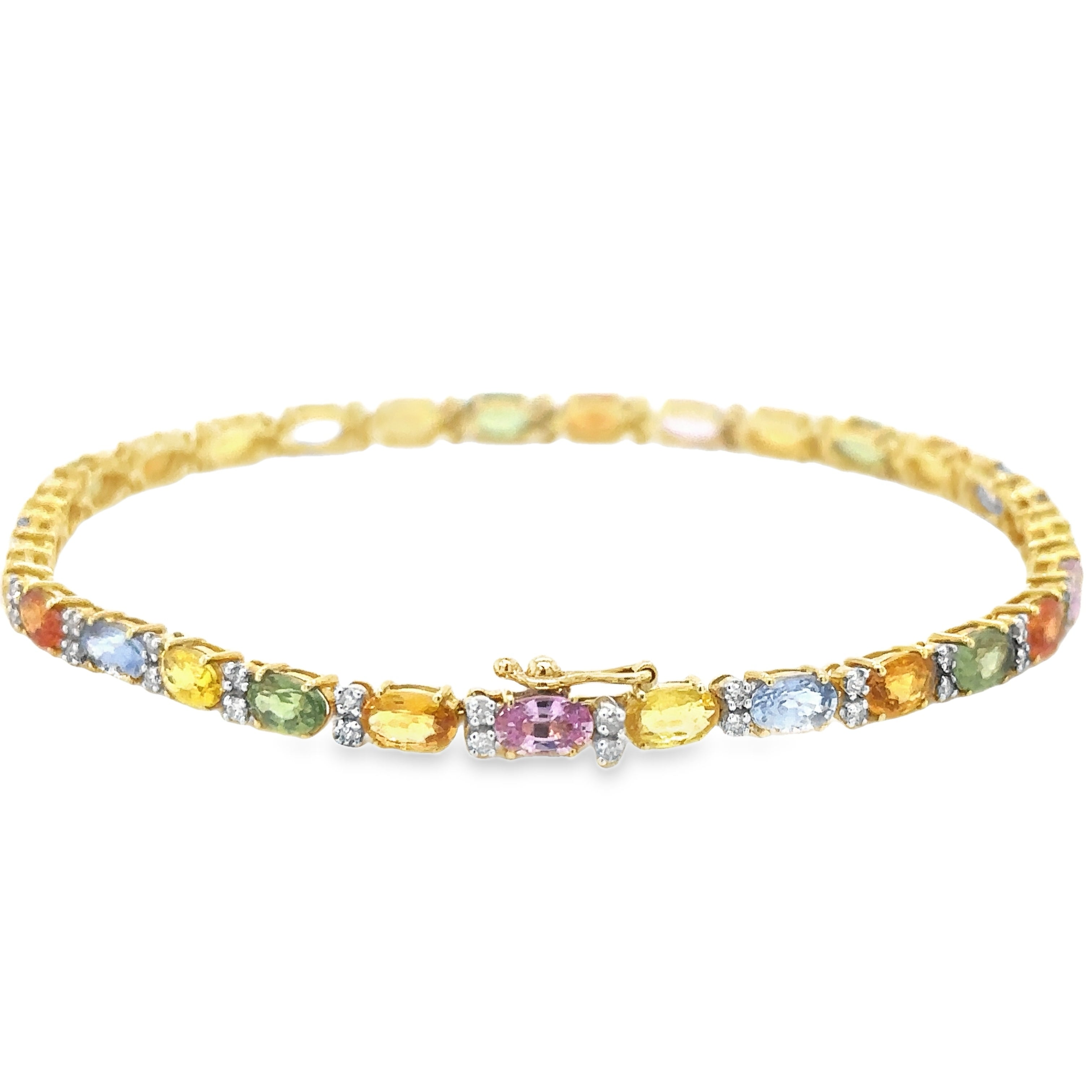 Pulsera De Oro Amarillo De 18 Quilates Con Múltiples Zafiros Y Diamantes 8.99 Ct.