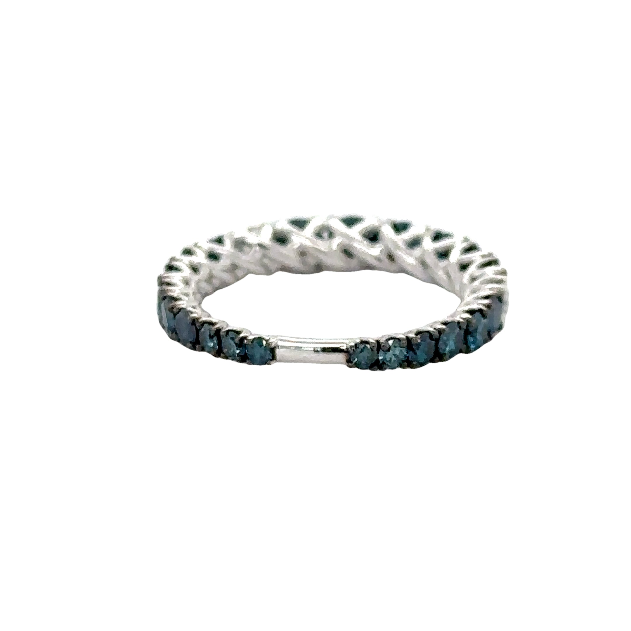 Anillo De Diamantes Blancos Y Azules De Oro Blanco De 14K 2.21 Ct.