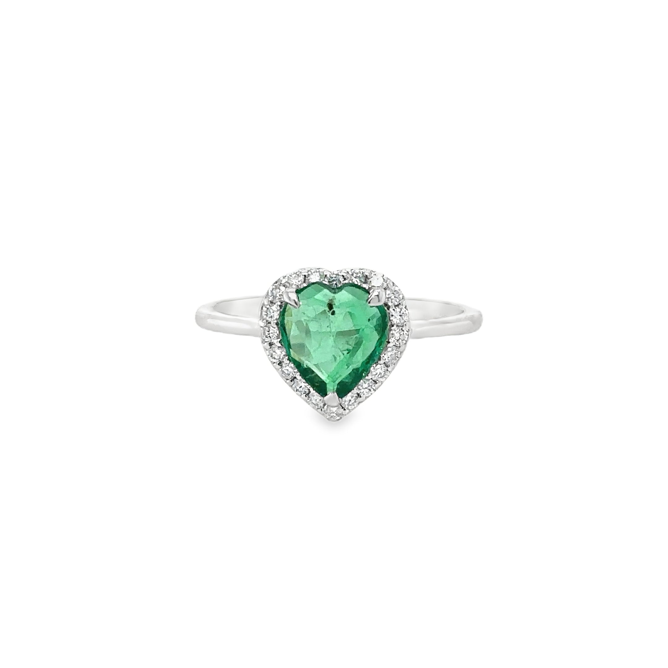 Anillo De Diamantes En Forma De Corazón En Forma De Corazón De Oro Blanco De 18 Kt 1.32 Ct.
