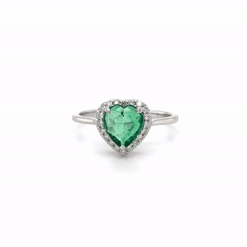Anillo De Diamantes En Forma De Corazón En Forma De Corazón De Oro Blanco De 18 Kt 1.32 Ct.