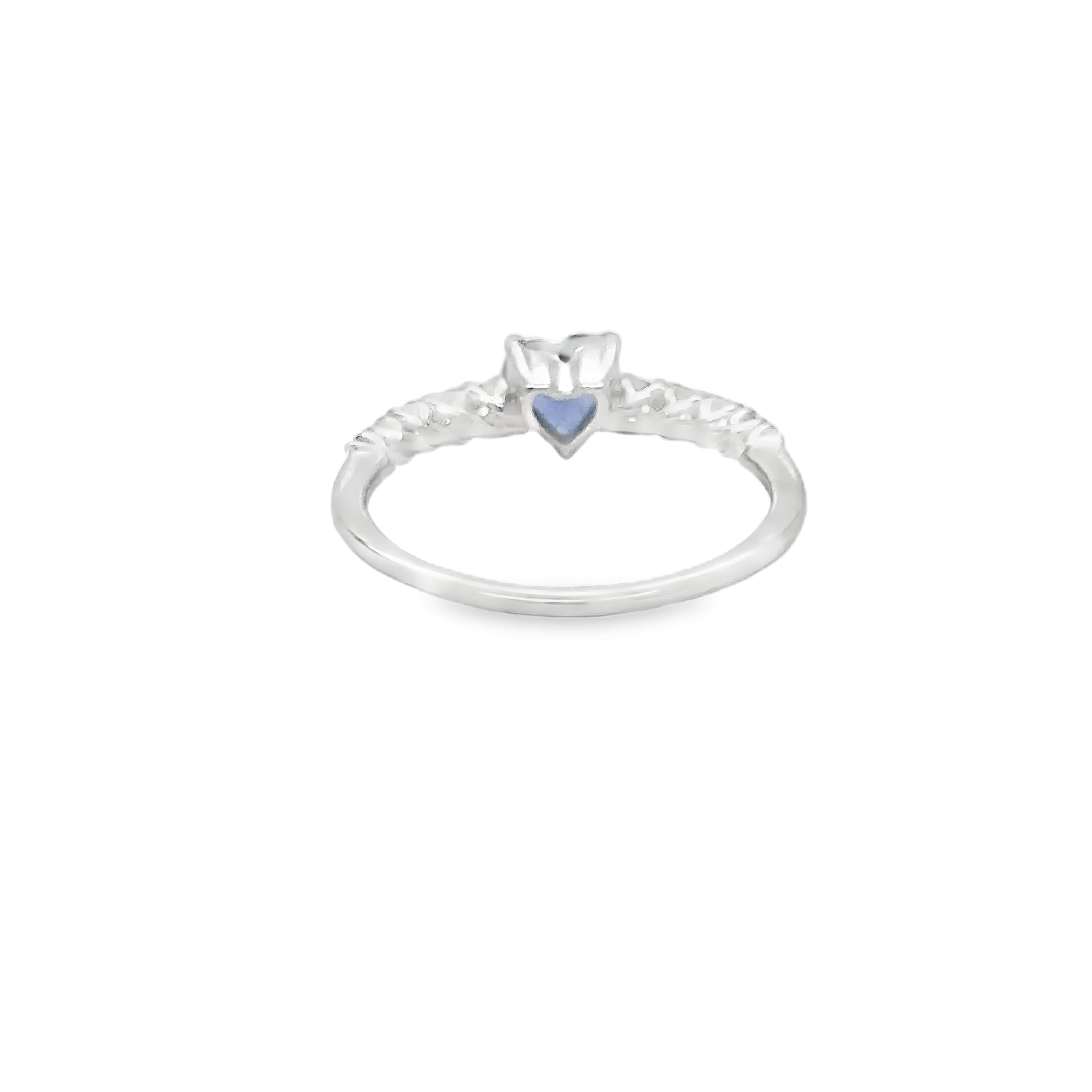 18K White Gold Ring With Heart Shaped Blue Sapphire, 1.15 CT