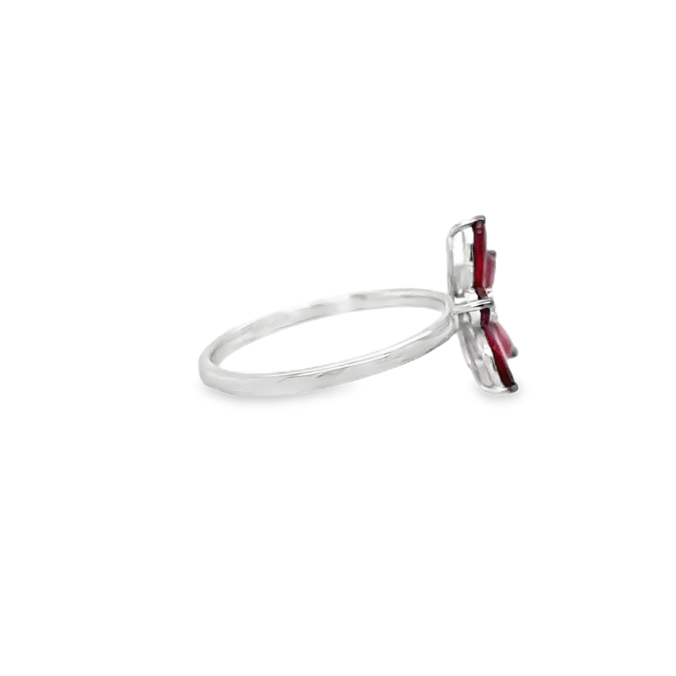 Anillo Estrella Rubí Oro Blanco De 18 Kates 1.25 Ct.