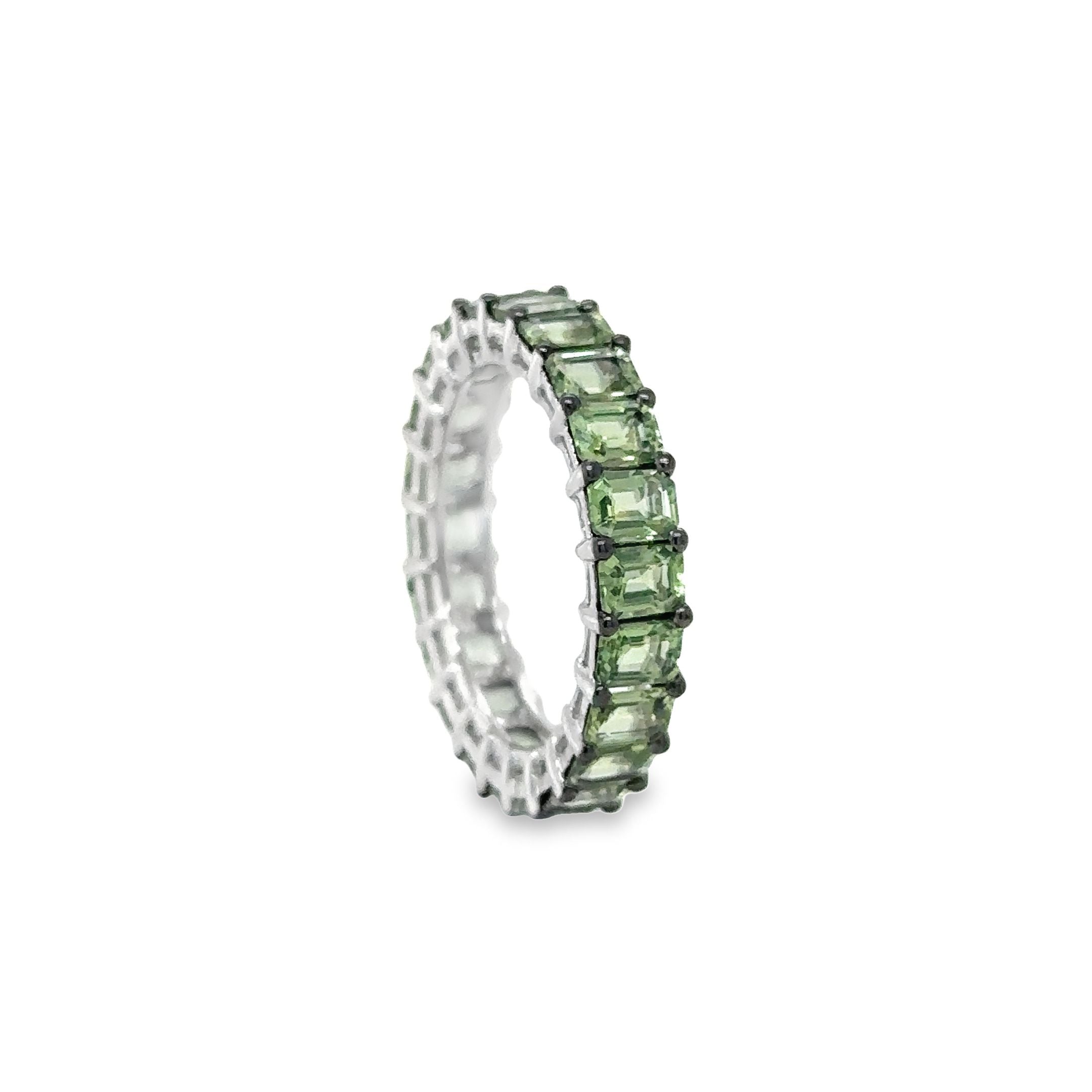 Anillo Zafiro Verde Oro Blanco De 14 Kt 6.02 Ct.