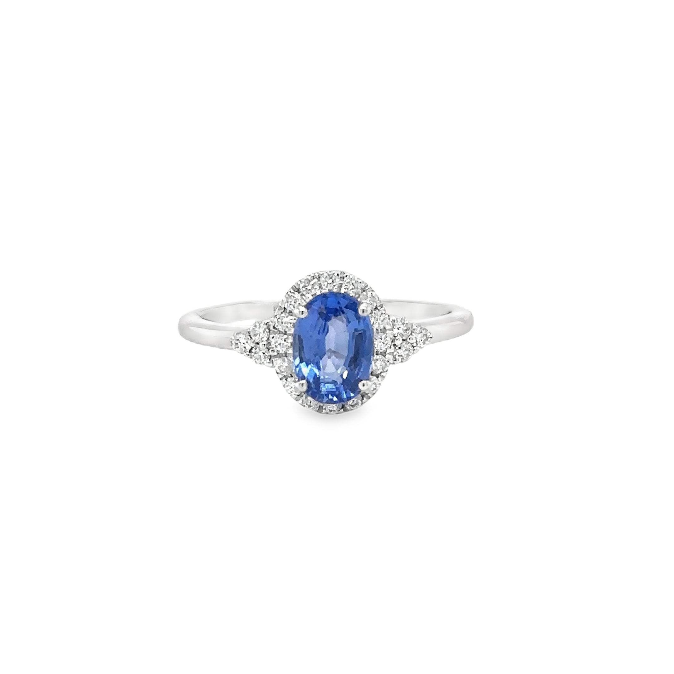 Anillo De Oro Blanco De 18 Quilates Con Diamantes Y Zafiros 1.51 Ct.
