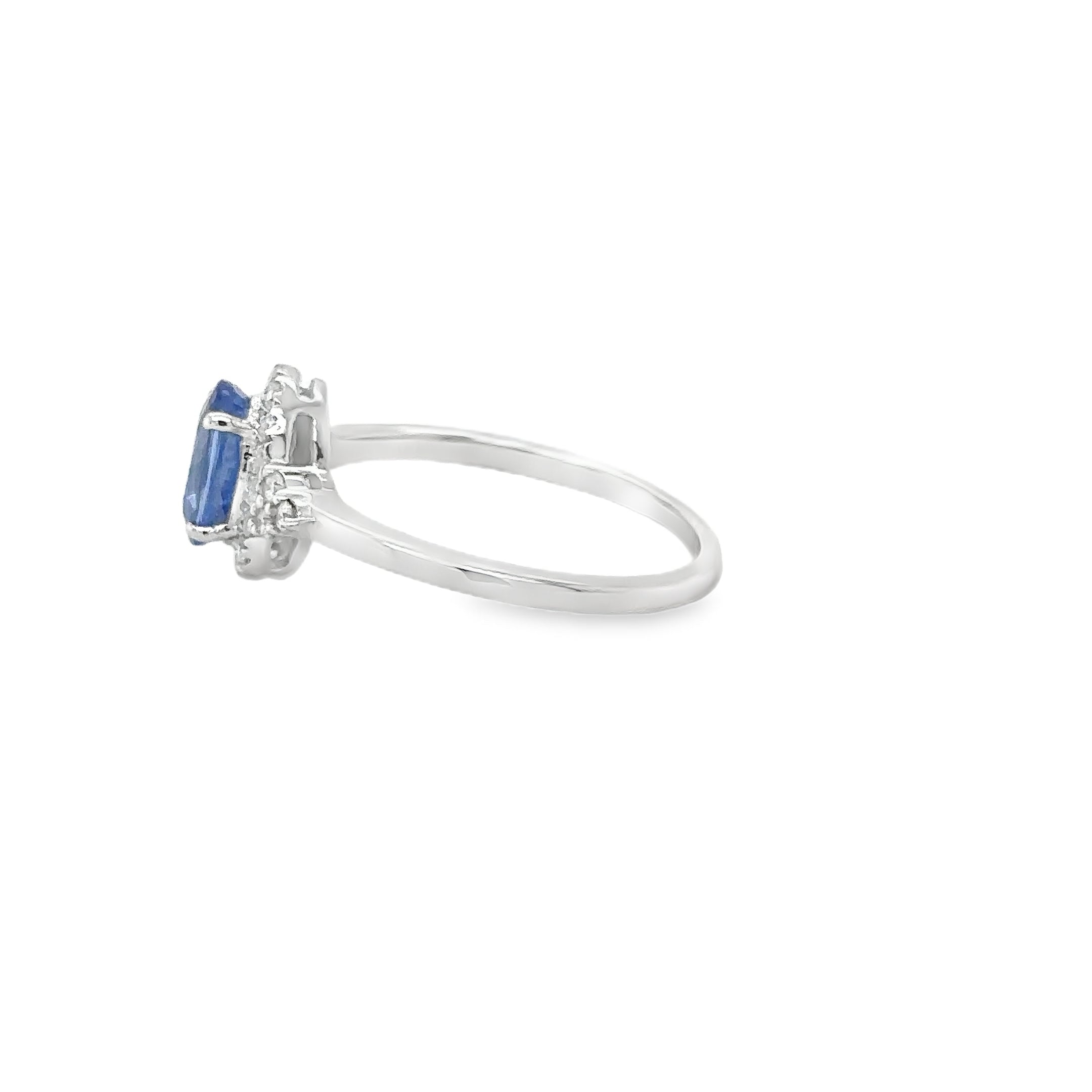Anillo De Oro Blanco De 18 Quilates Con Diamantes Y Zafiros 1.51 Ct.