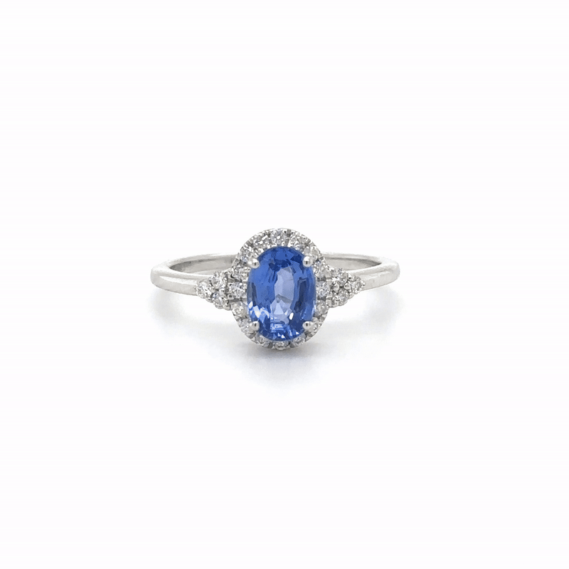 Anillo De Oro Blanco De 18 Quilates Con Diamantes Y Zafiros 1.51 Ct.