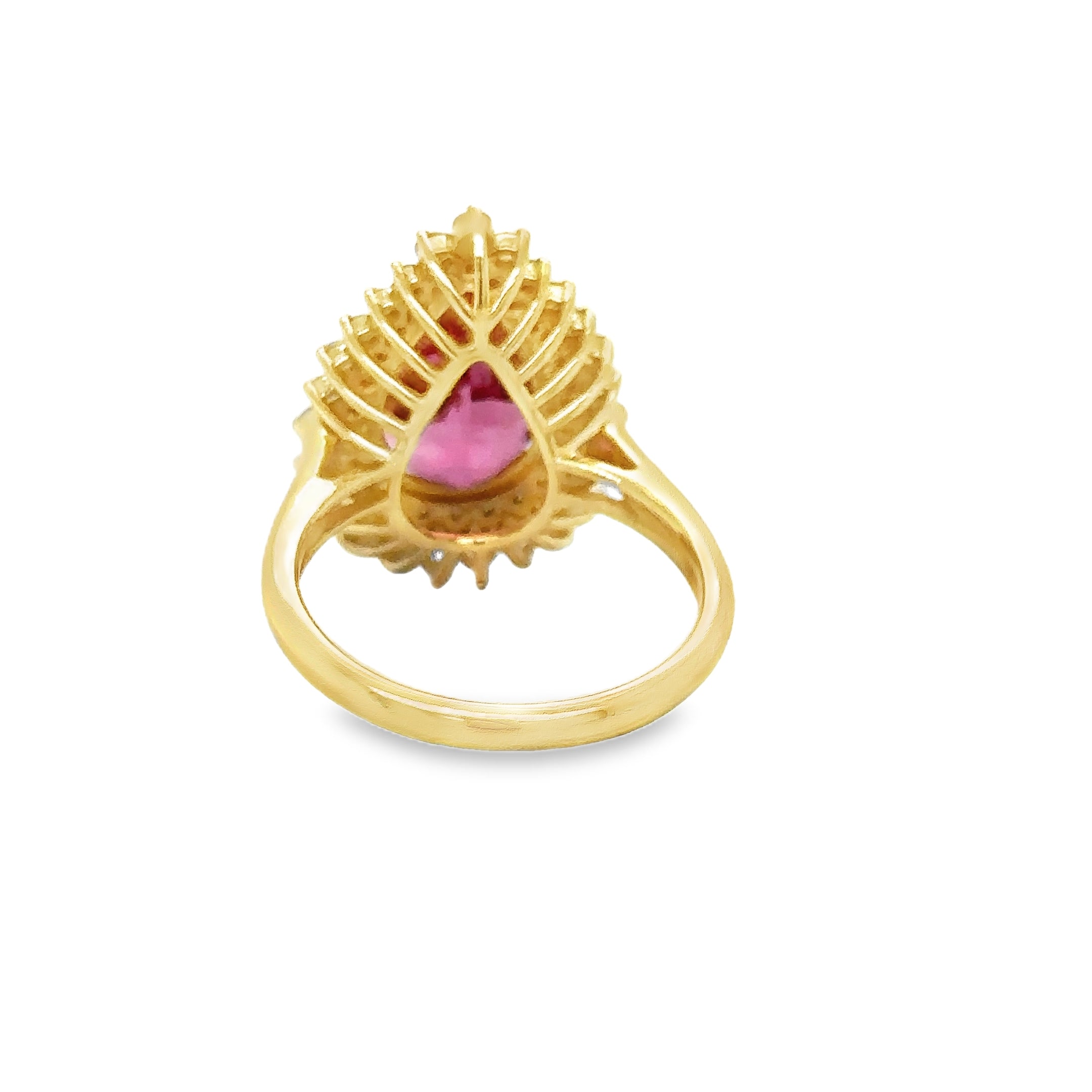 Anillo De Oro Amarillo De 14 Quilates Con Turmalina Rosa Y Diamantes 5.27 Ct.