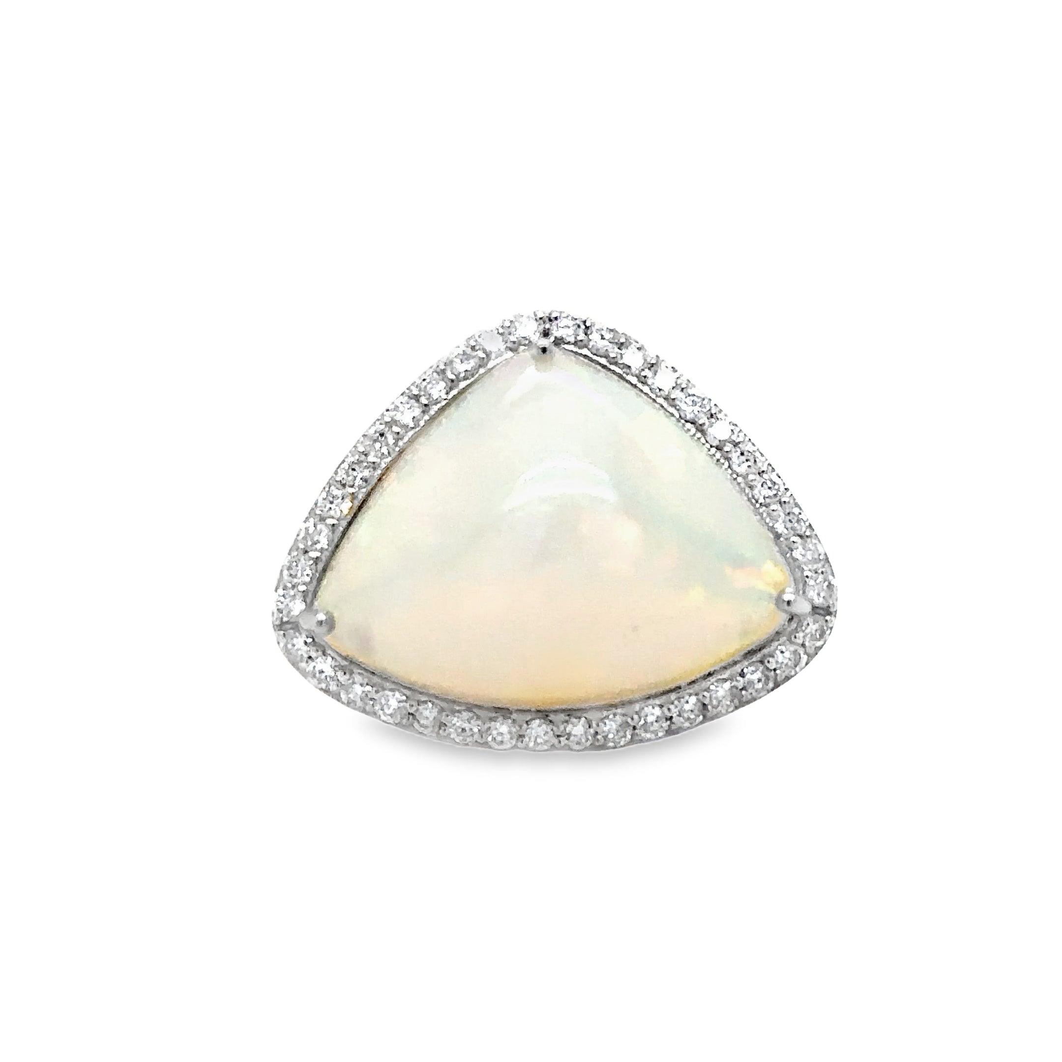 Anillo De Ópalo Y Diamantes De Oro Amarillo De 14Kt 13.03 Ct.