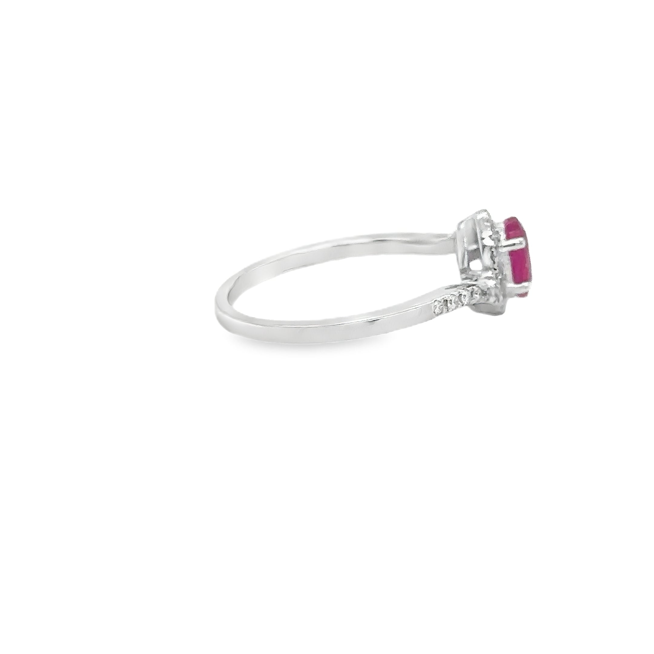 Anillo Oro Blanco 18Kt Rubí Y Diamantes, 0.91 CT