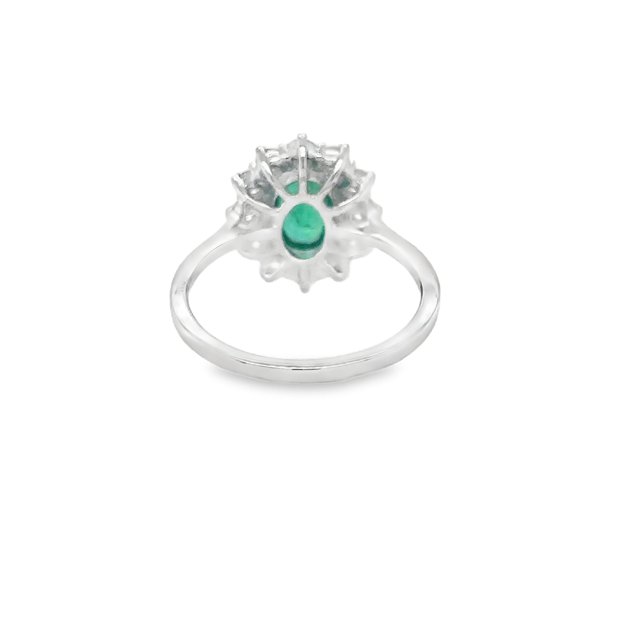 Anillo De Oro Blanco De 18 Quilates Con Esmeraldas Y Diamantes 1.34 Ct.