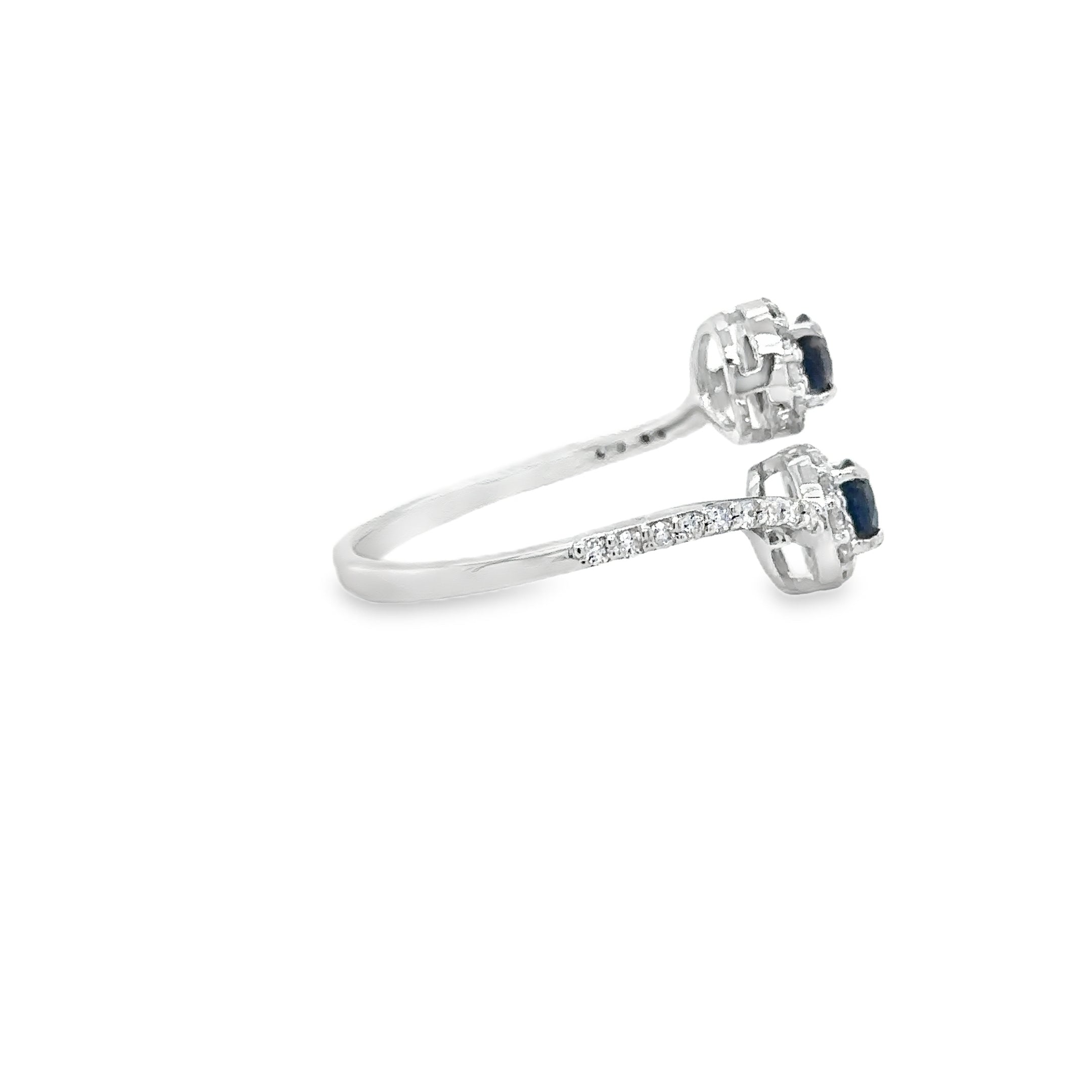 Anillo En Oro Blanco De 18Kt Con Zafiro Azul Y Diamantes, 0.98 CT