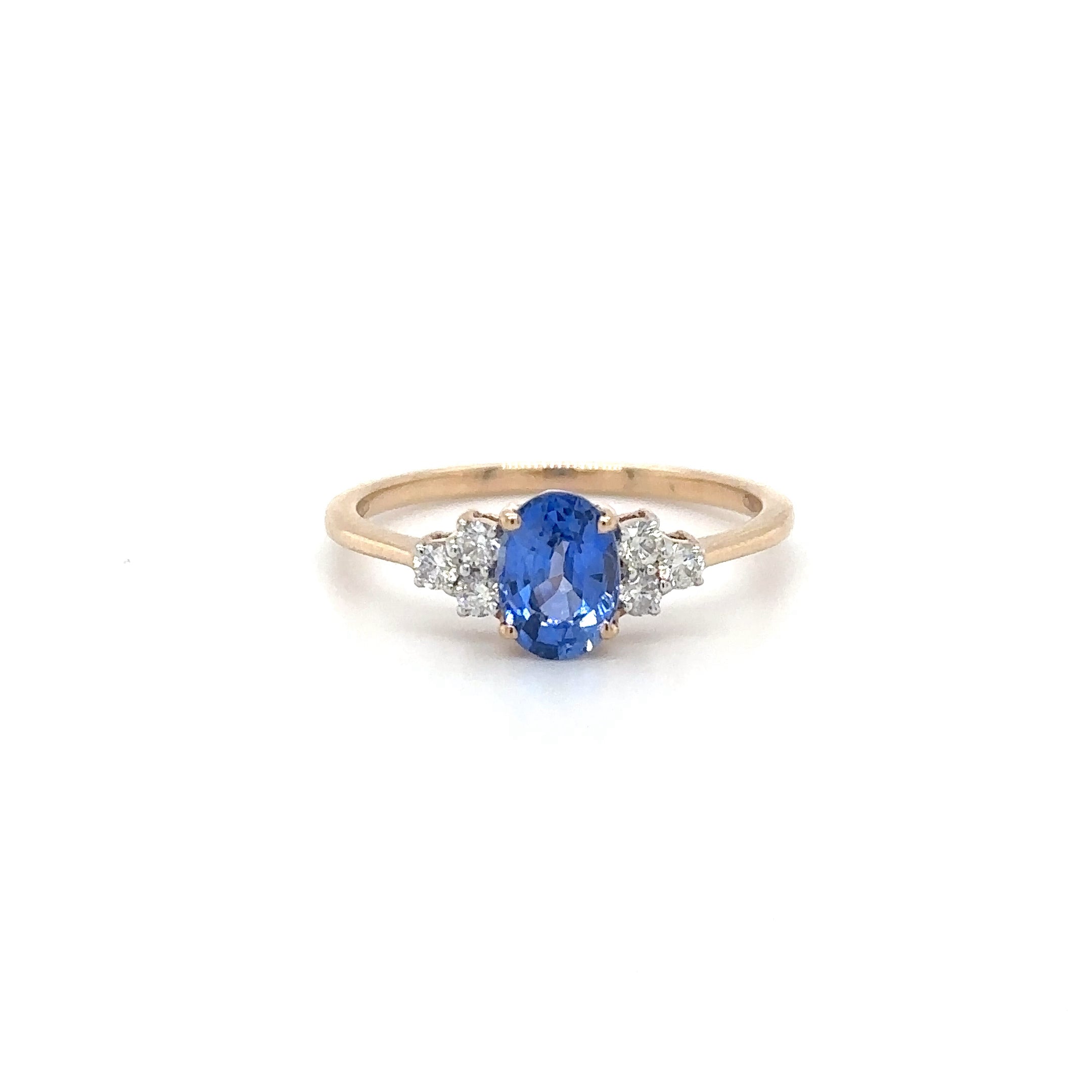 Anillo De Oro Rosa De 18 Quilates Con Diamantes Y Zafiros 1.34 Ct.