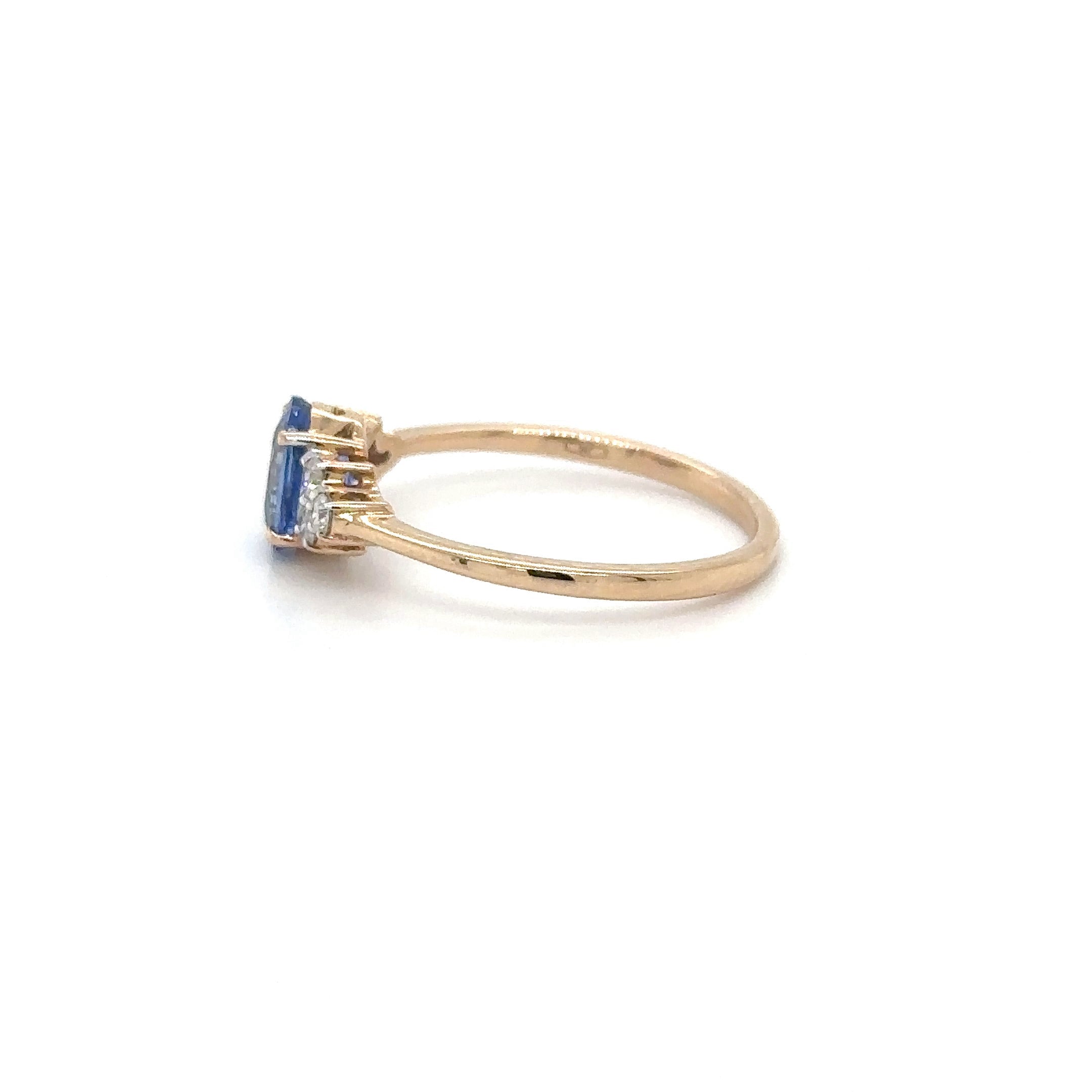 Anillo De Oro Rosa De 18 Quilates Con Diamantes Y Zafiros 1.34 Ct.