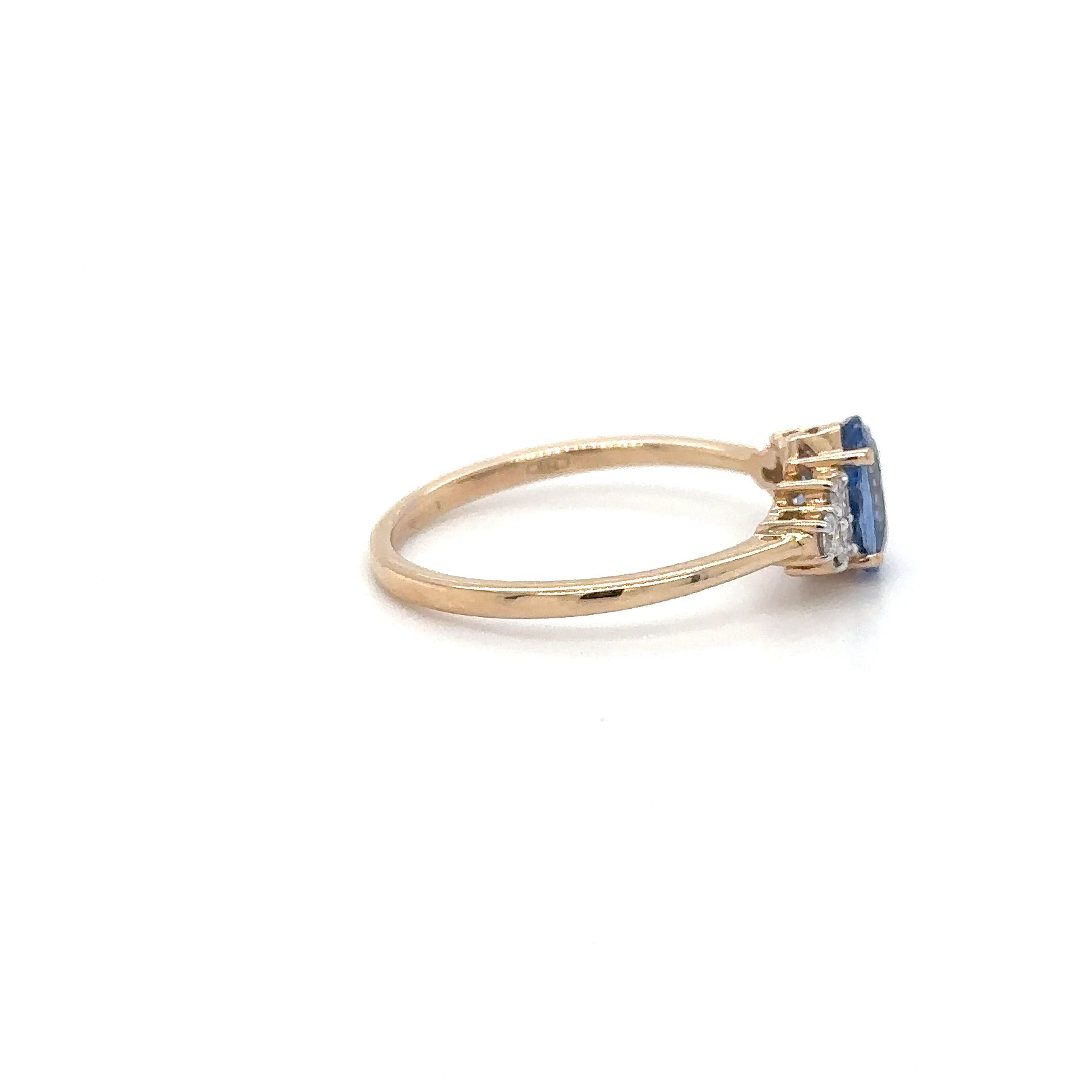Anillo De Oro Rosa De 18 Quilates Con Diamantes Y Zafiros 1.34 Ct.