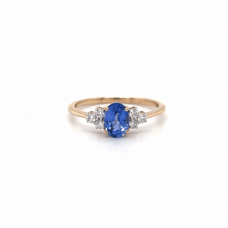 Anillo De Oro Rosa De 18 Quilates Con Diamantes Y Zafiros 1.34 Ct.