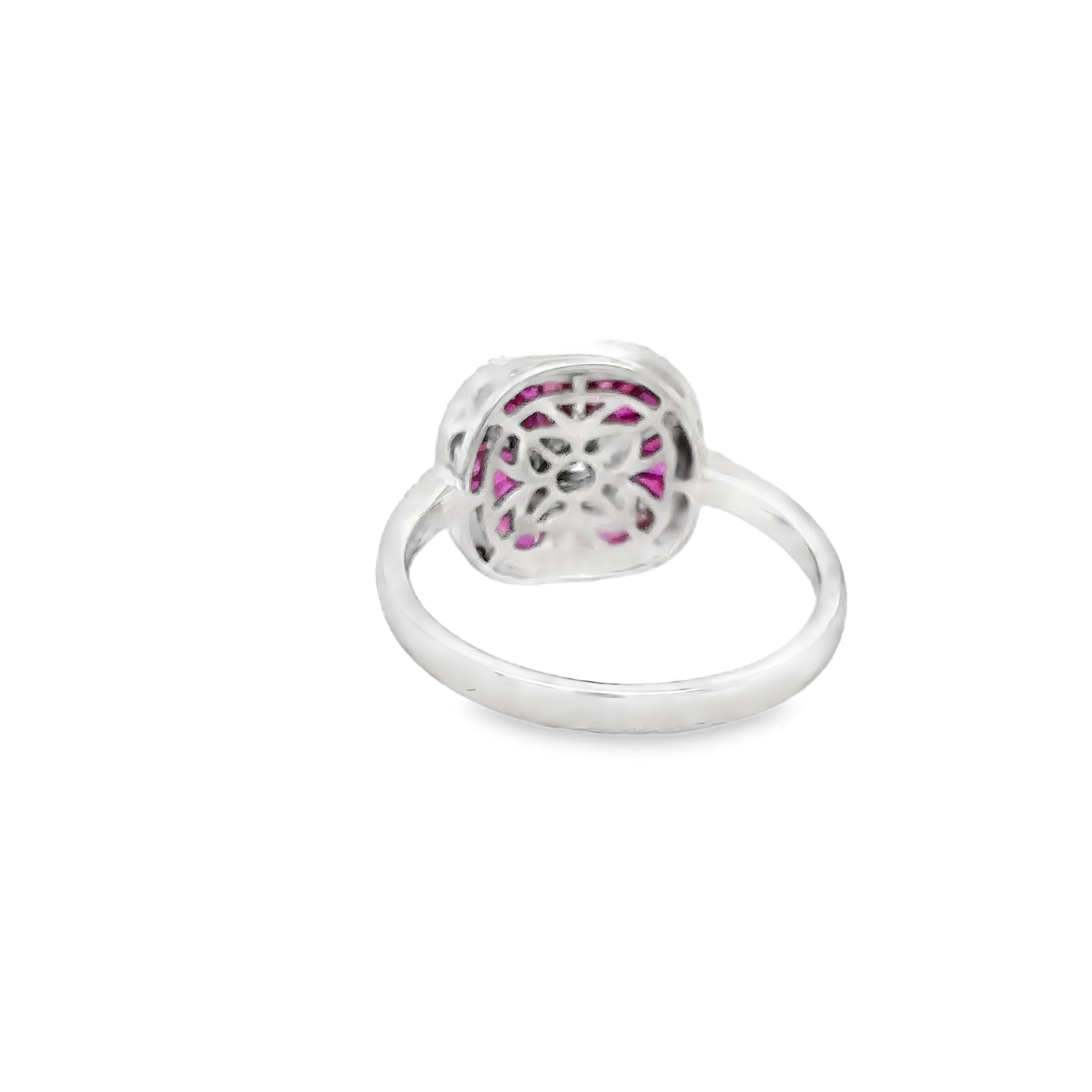 Anillo De Oro Blanco De 14 Quilates Rubí Y Diamantes 1.16 Ct.