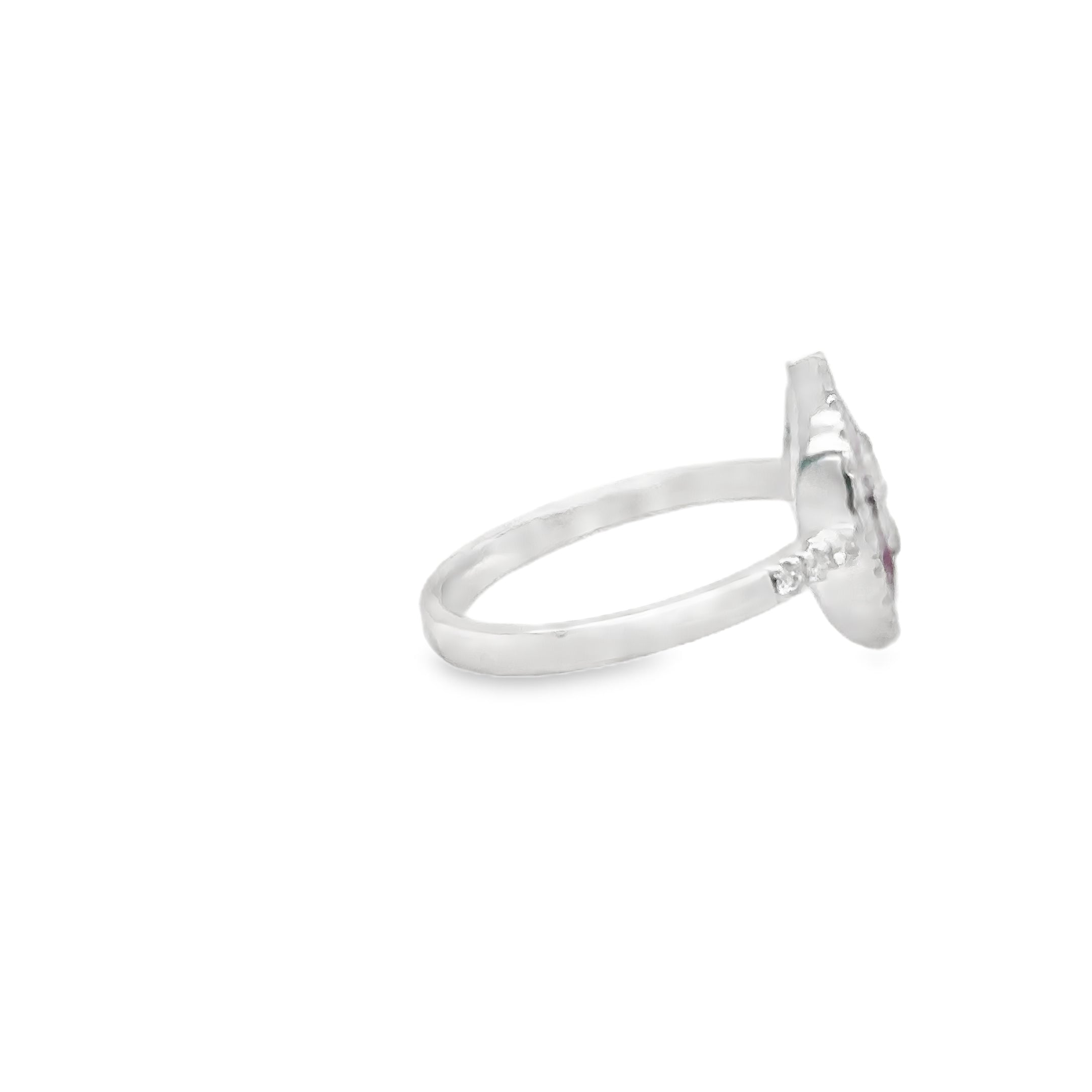 Anillo En Forma De Pera De Rubí Y Diamantes De Oro Blanco De 14K 0.8 Ct.