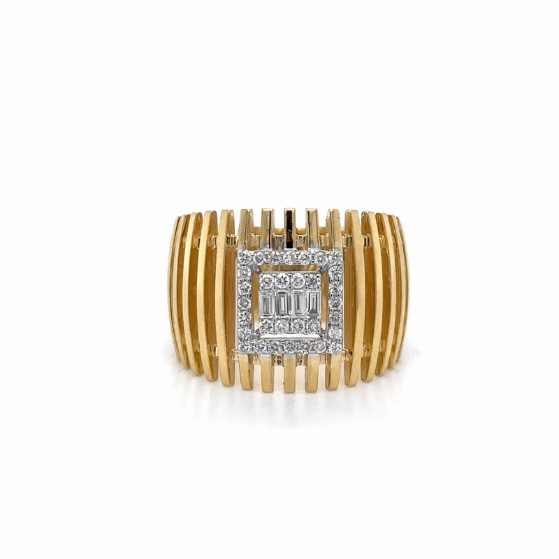 Anillo De Diamantes De Oro Amarillo De 18 Kt 0.32 Ct.