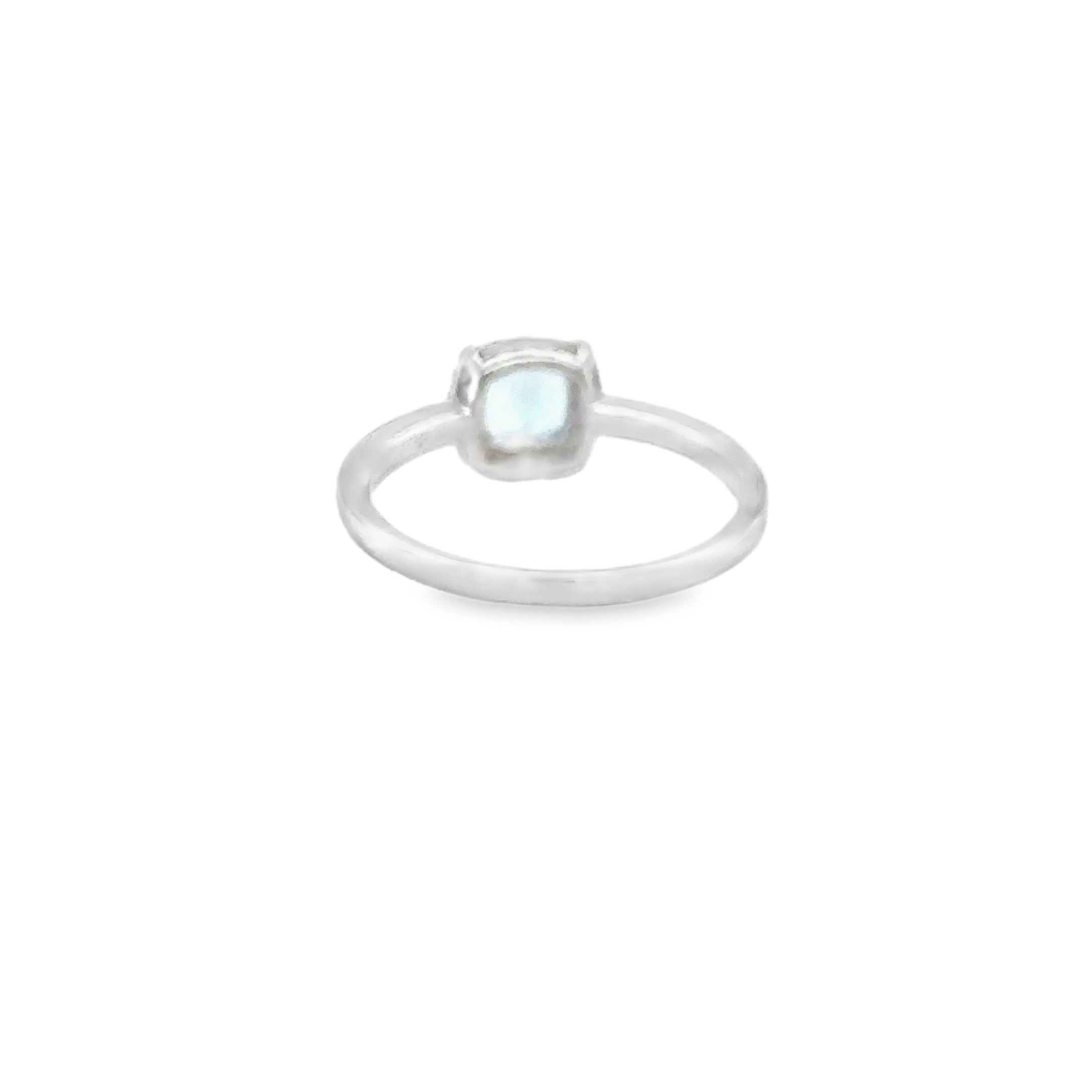 Anillo Aguamarina Oro Blanco De 14 Quilates Con Diamantes 0.92 Ct.