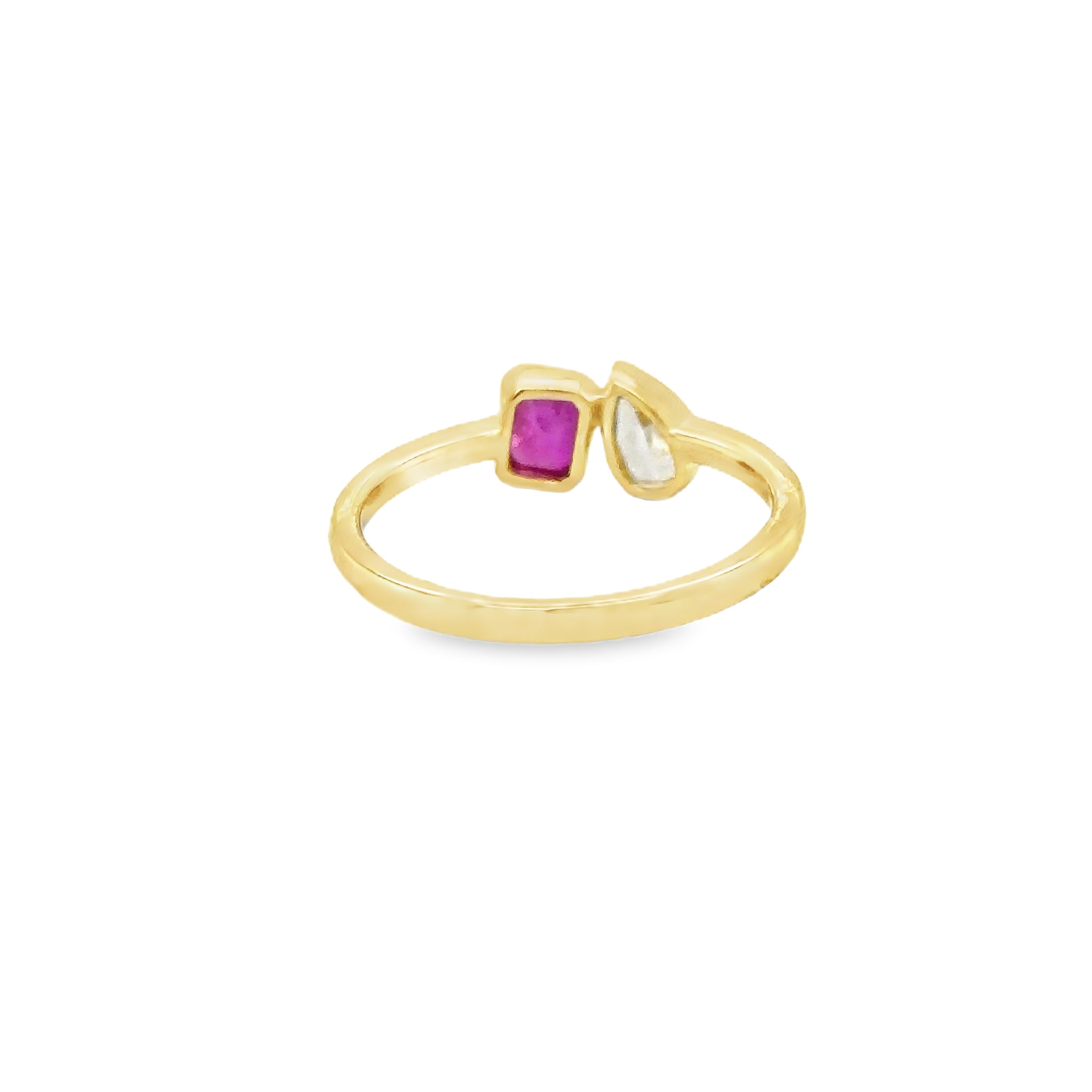 Anillo De Oro Amarillo De 14 K Con Rubí Y Diamantes Amarillos