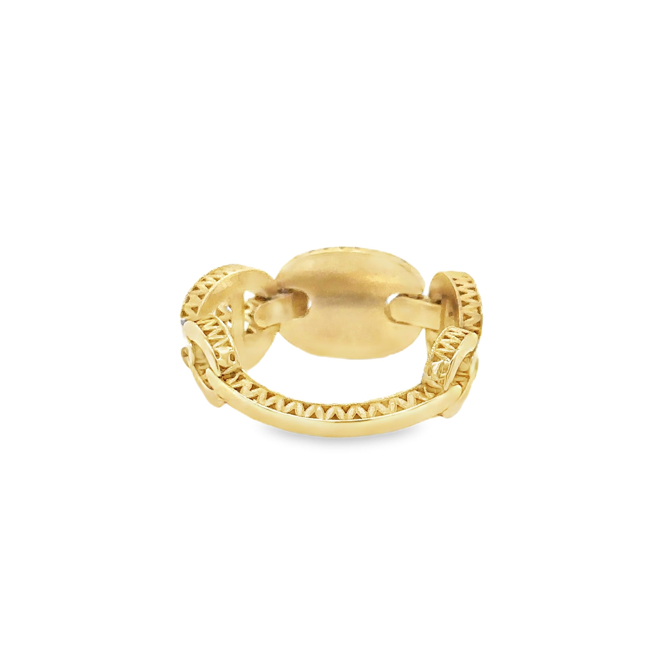 Anillo De Oro Amarillo De 14 Quilates De Nácar Y Diamantes 0.04 Ct.