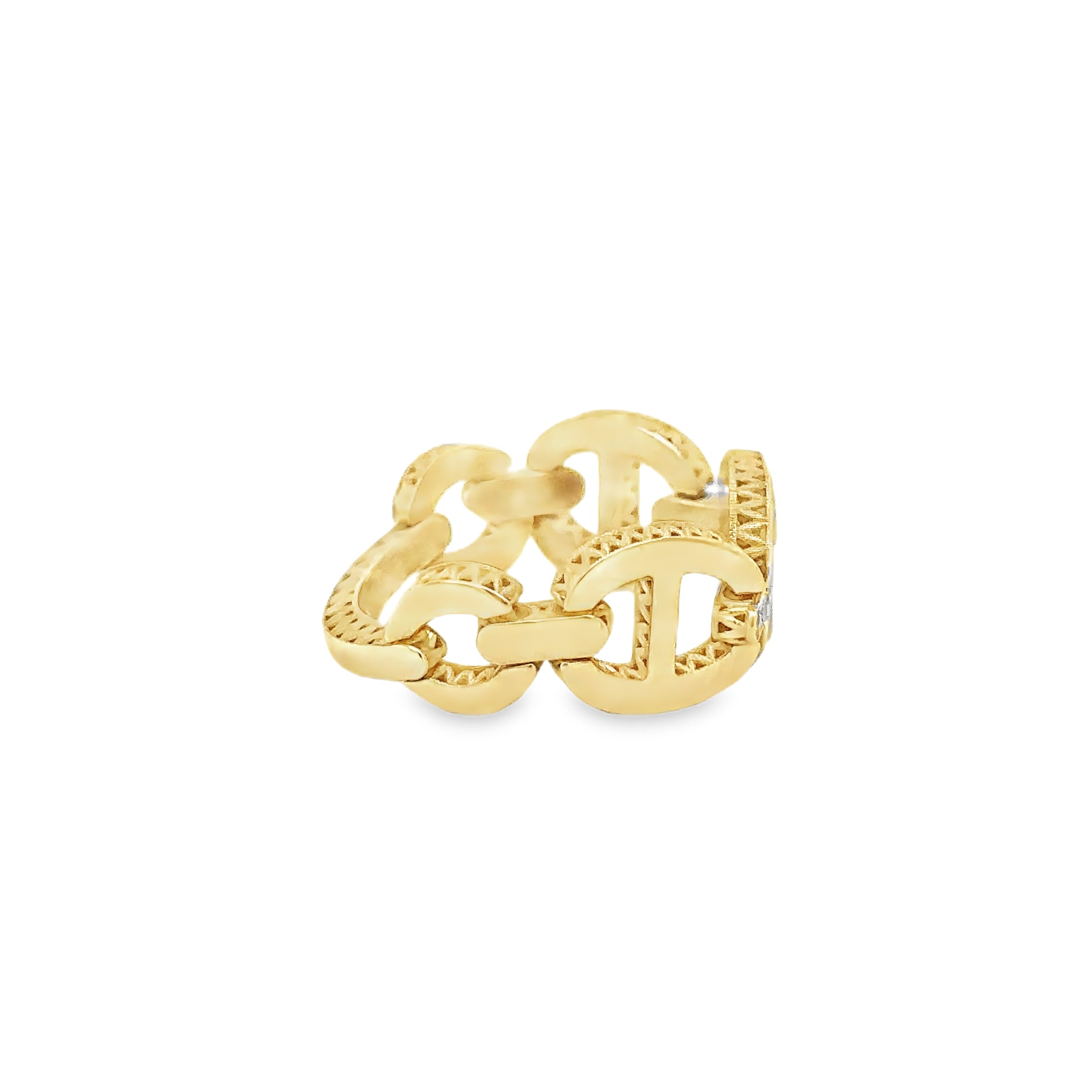 Anillo De Oro Amarillo De 14 Quilates De Nácar Y Diamantes 0.04 Ct.
