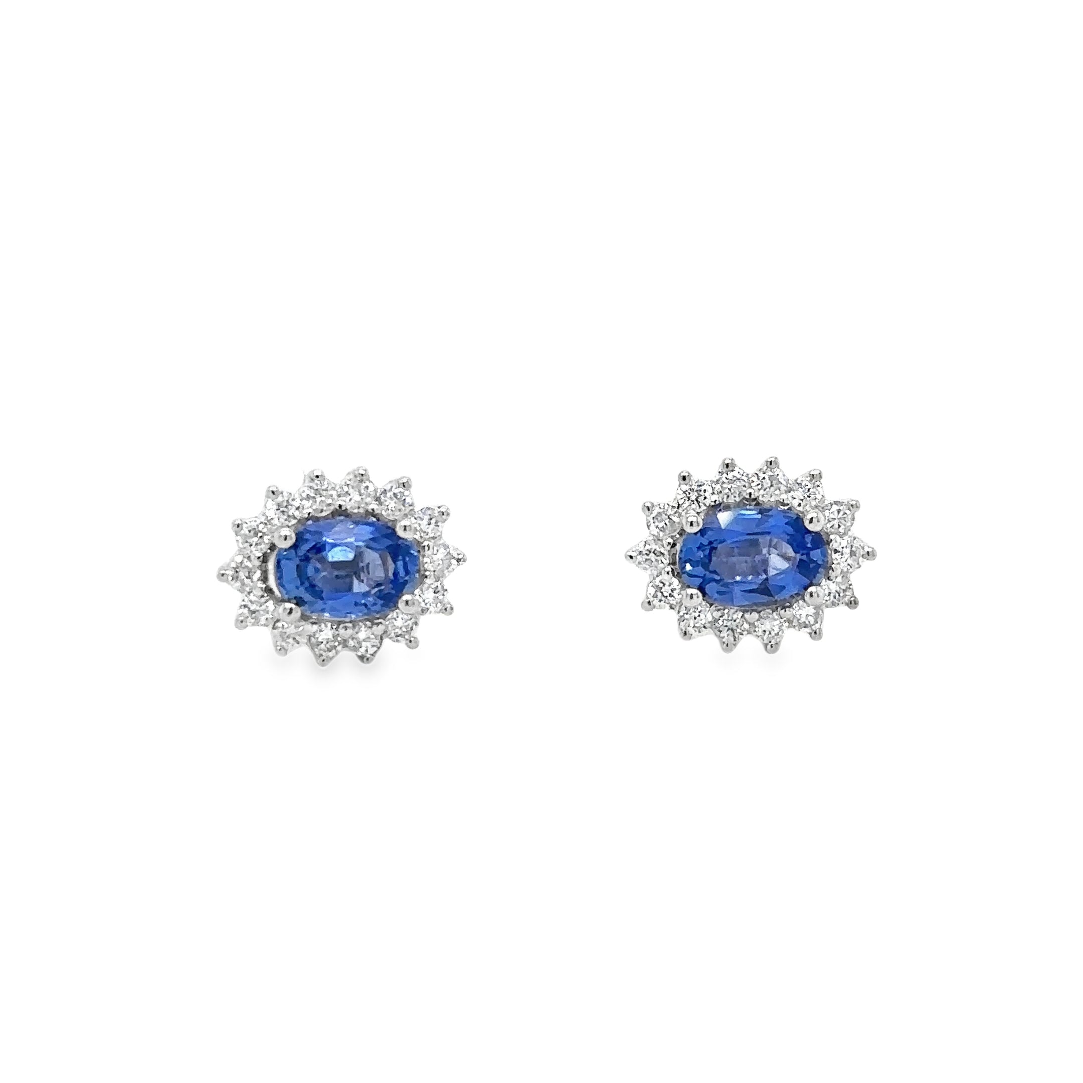 Pendiente De Zafiro Y Diamantes En Oro Blanco De 18 K