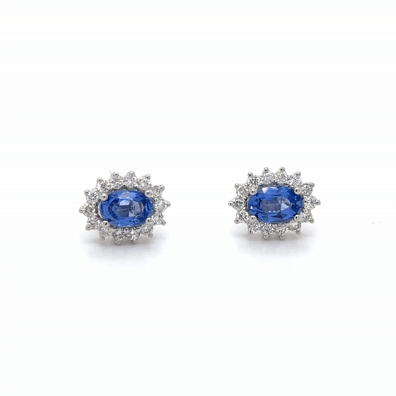 Pendiente De Zafiro Y Diamantes En Oro Blanco De 18 K