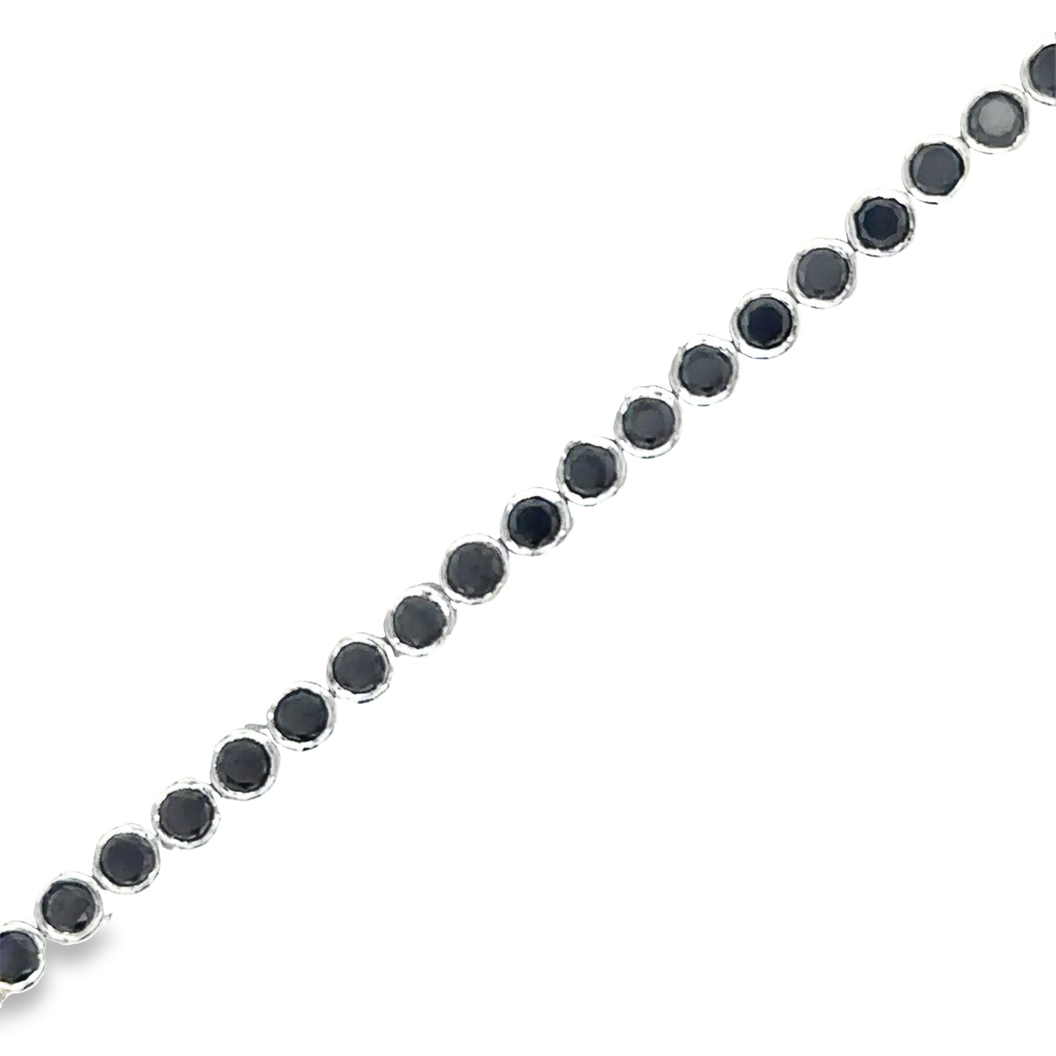 Brazalete De Tenis Con Bisel De Diamantes Negros En Oro Blanco De 14K, 3,45 Tcw