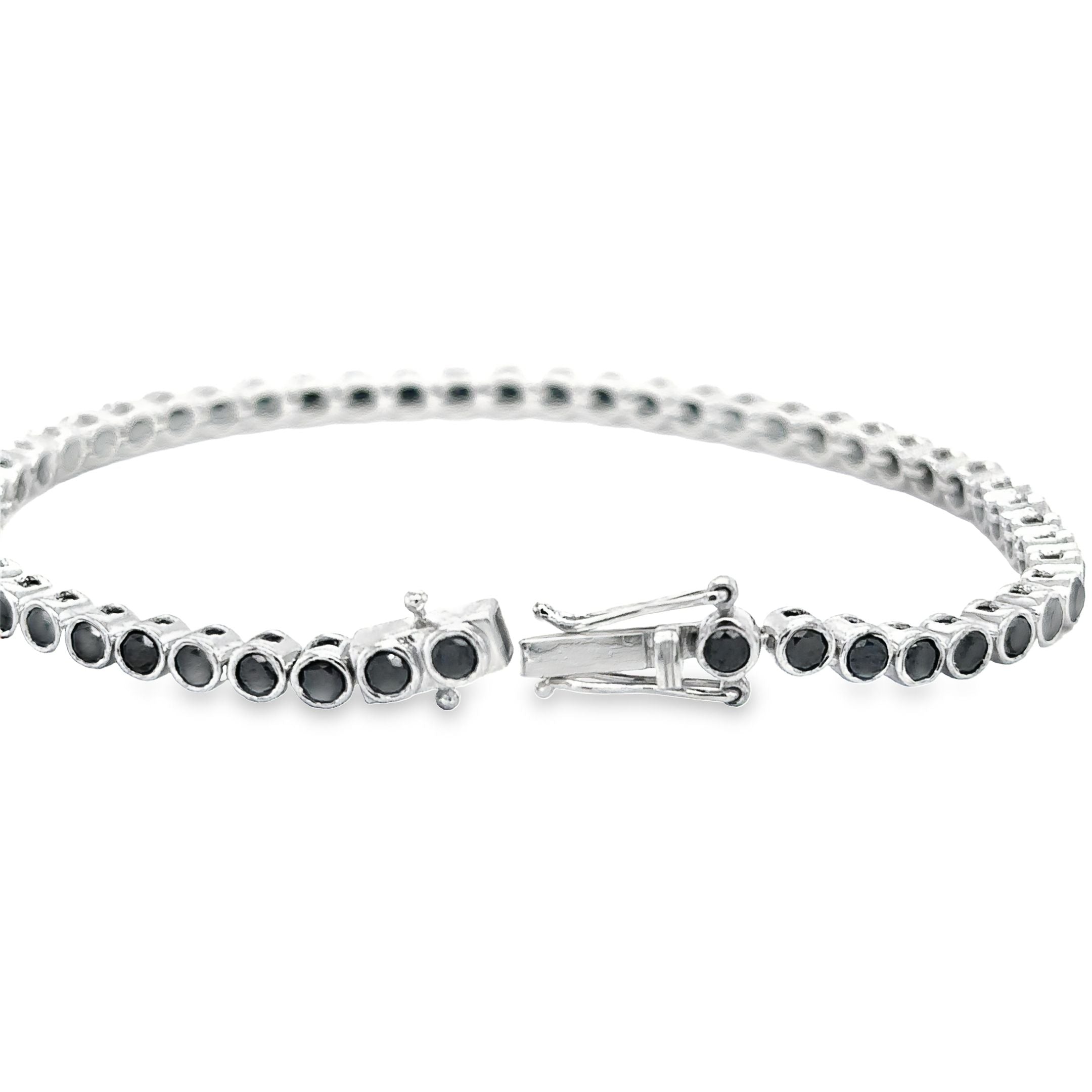 Brazalete De Tenis Con Bisel De Diamantes Negros En Oro Blanco De 14K, 3,45 Tcw